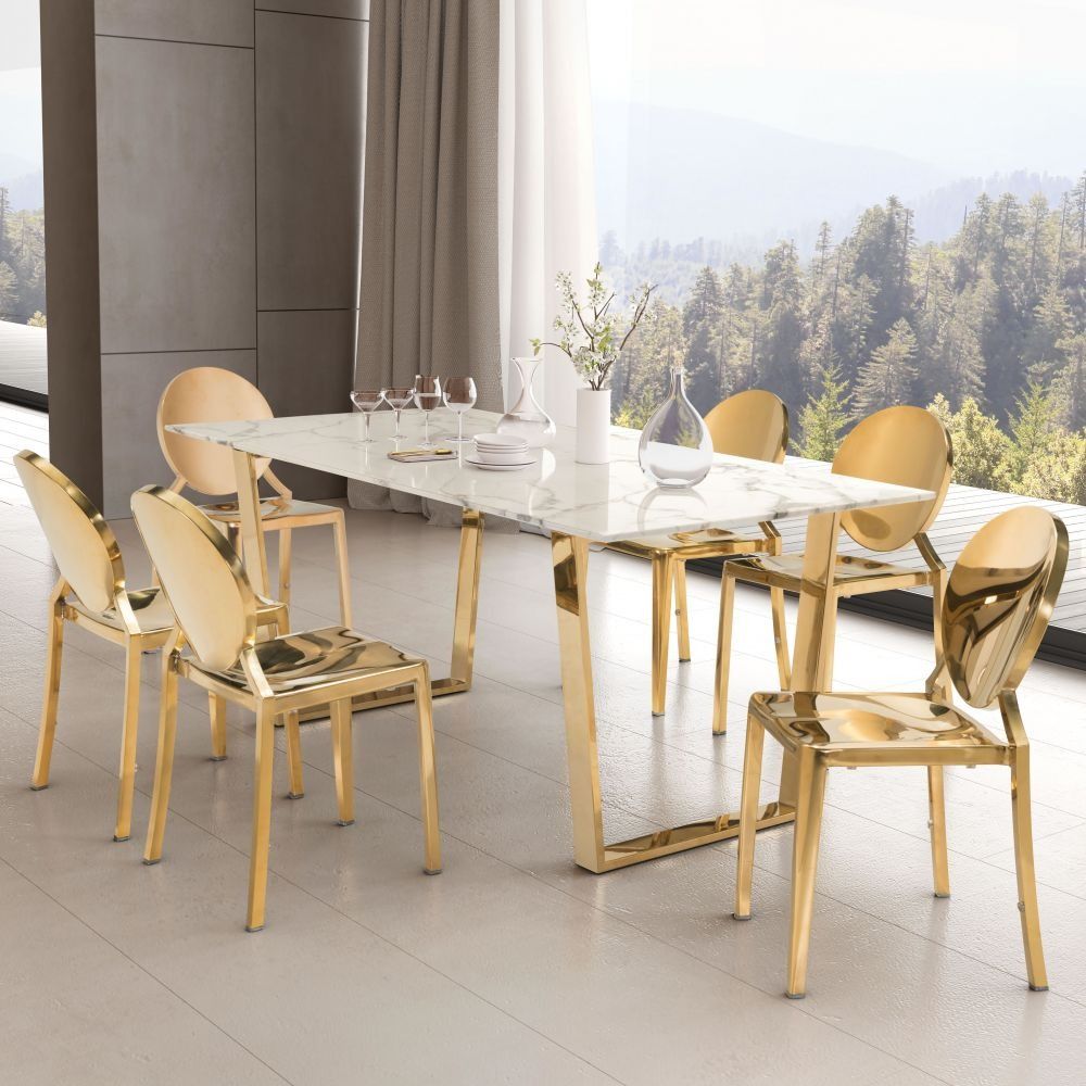Sofi Dining Table - White And Gold thumbnail 2