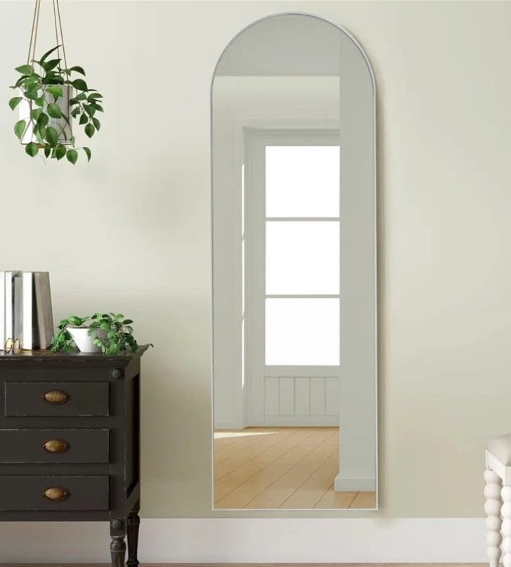 Silver 63X20 Inch Metal Arch Stand Full Length Mirror thumbnail 2