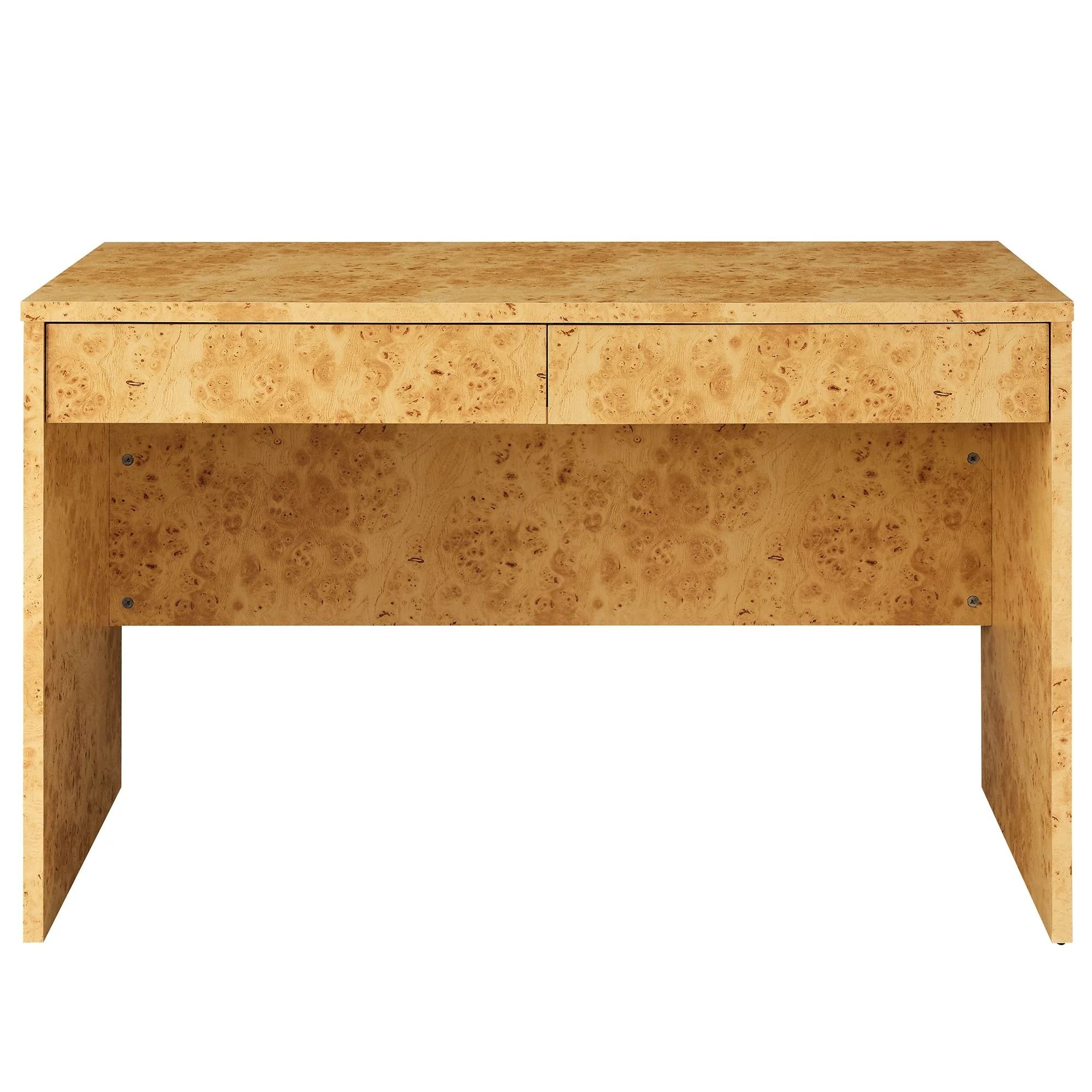 Huxley 2-Drawer Burl Wood Desk thumbnail 3