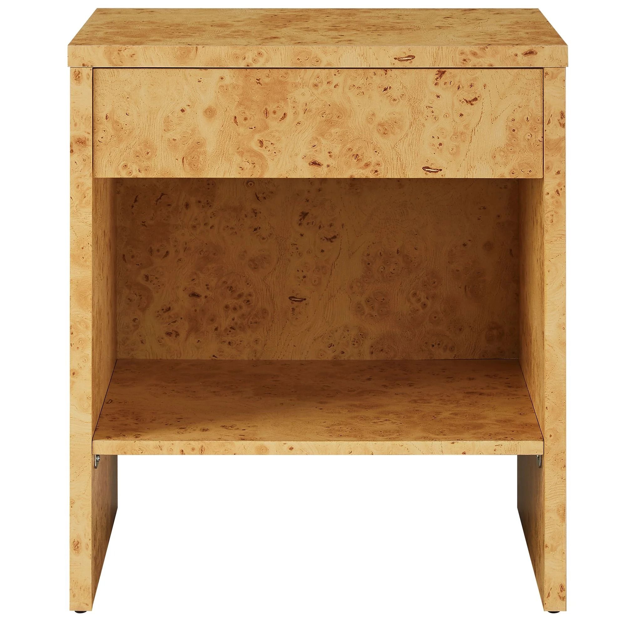 Huxley 1-Drawer Burl Wood Nightstand With Shelf thumbnail 3