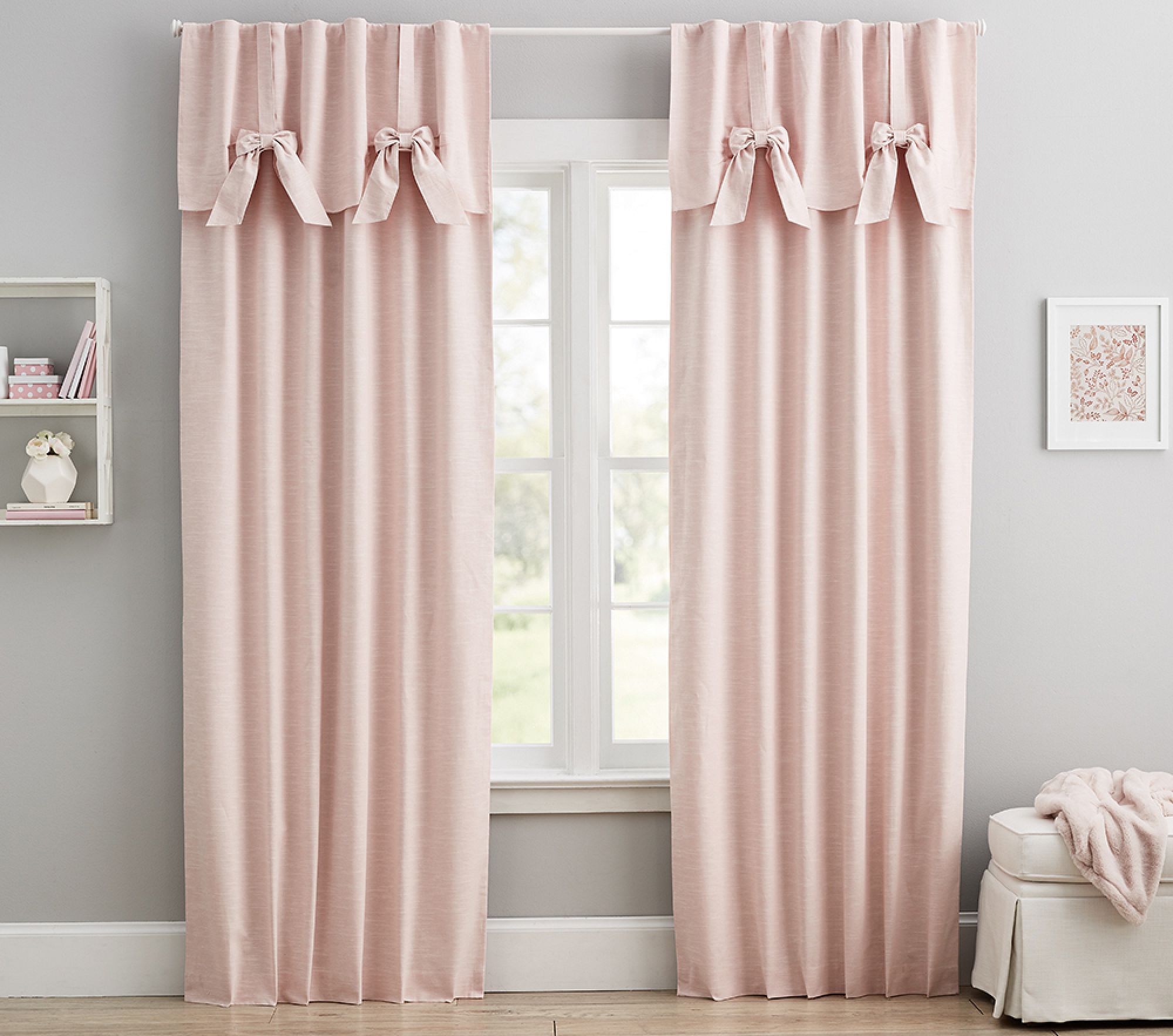 Evelyn Linen Blend Bow Valance Blackout Curtain thumbnail 2