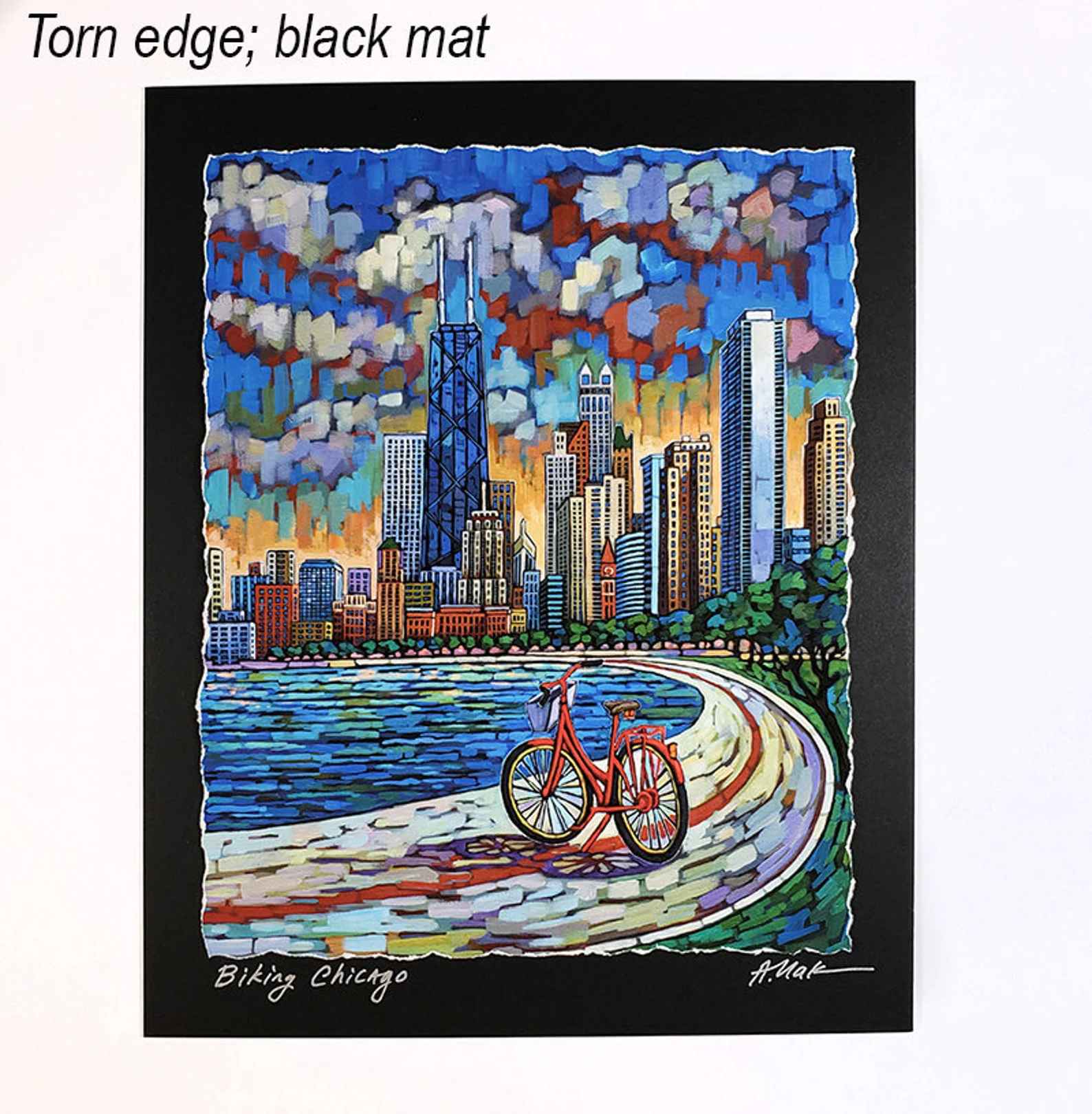 Biking Chicago-18"x24" thumbnail 3