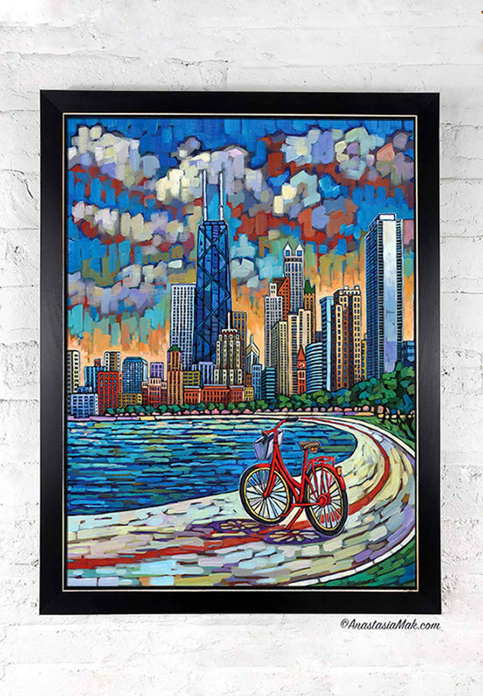 Biking Chicago-18"x24" thumbnail 4