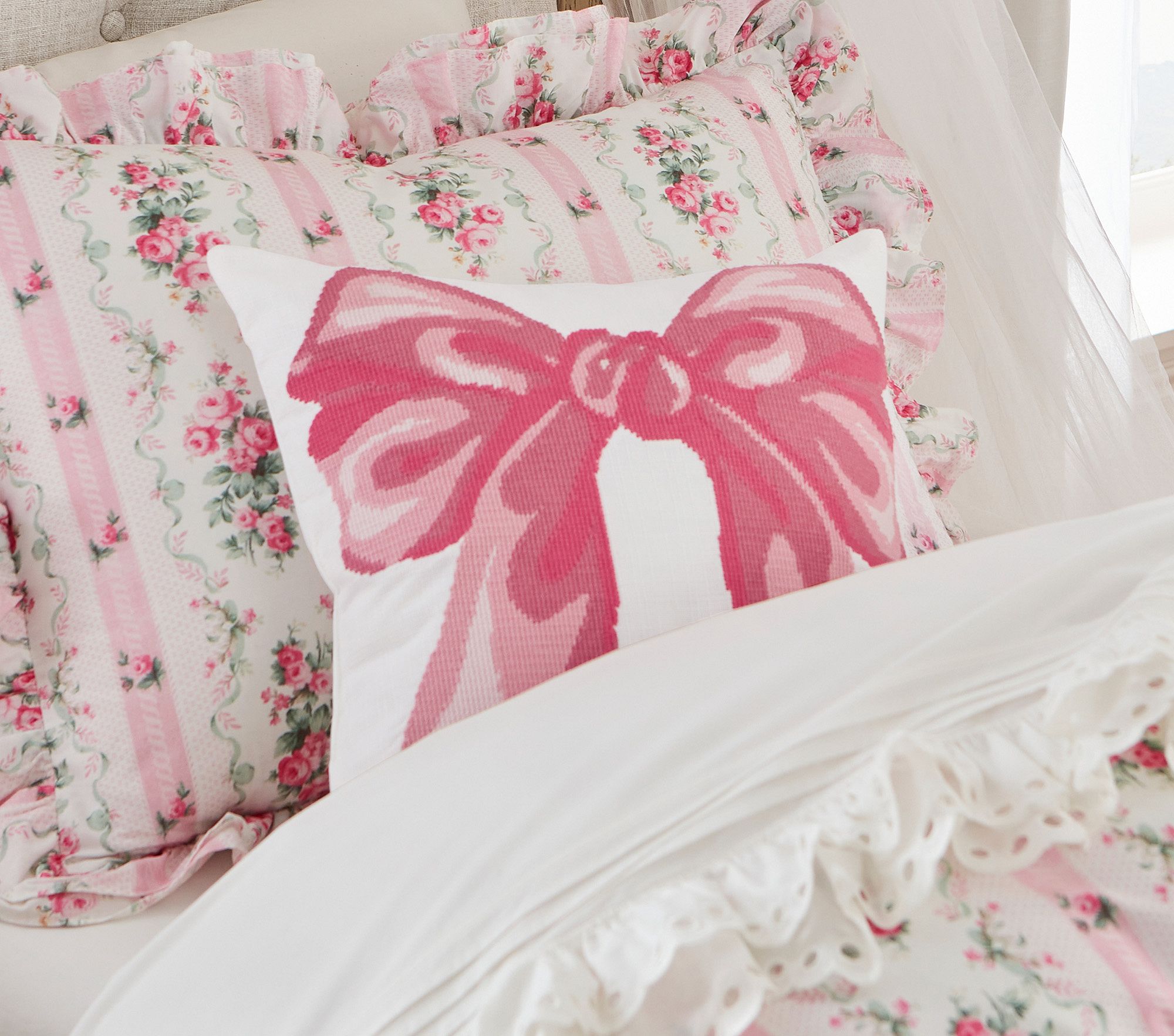 LoveShackFancy Needlepoint Bow Pillow thumbnail 3