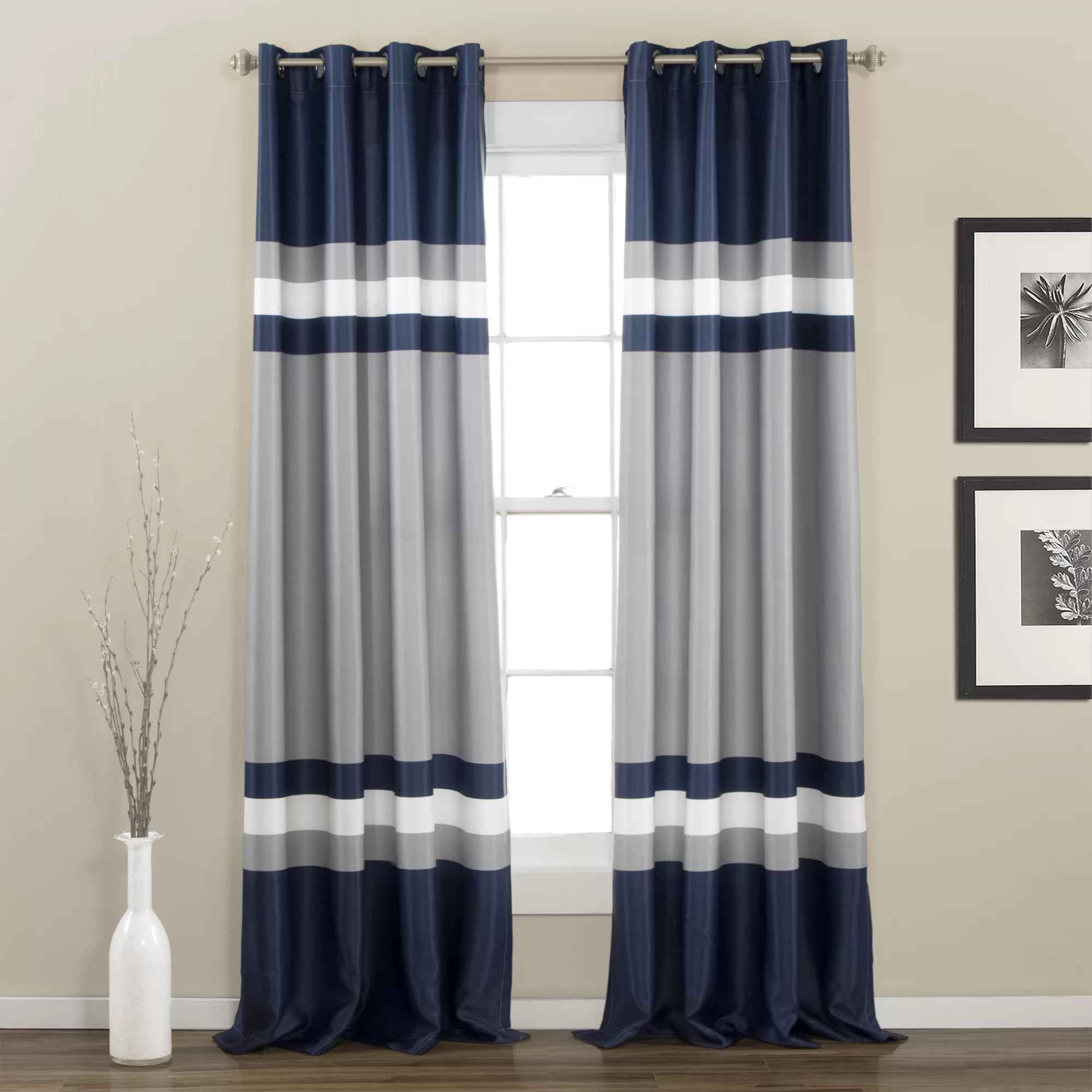 Alexander Polyester Room Darkening Curtain Pair-52"x108" thumbnail 2