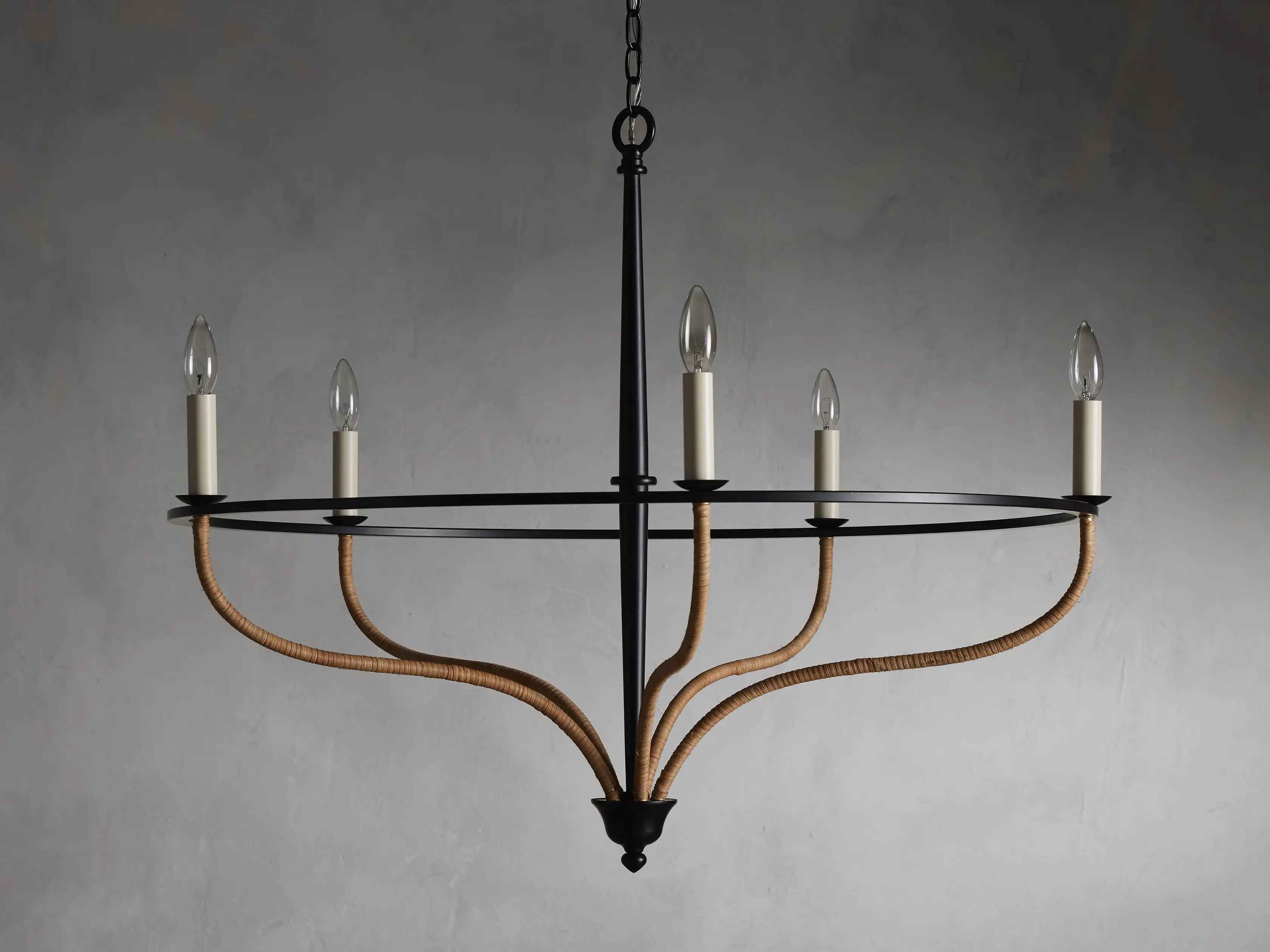 Rosalind Rattan Chandelier in Black thumbnail 2