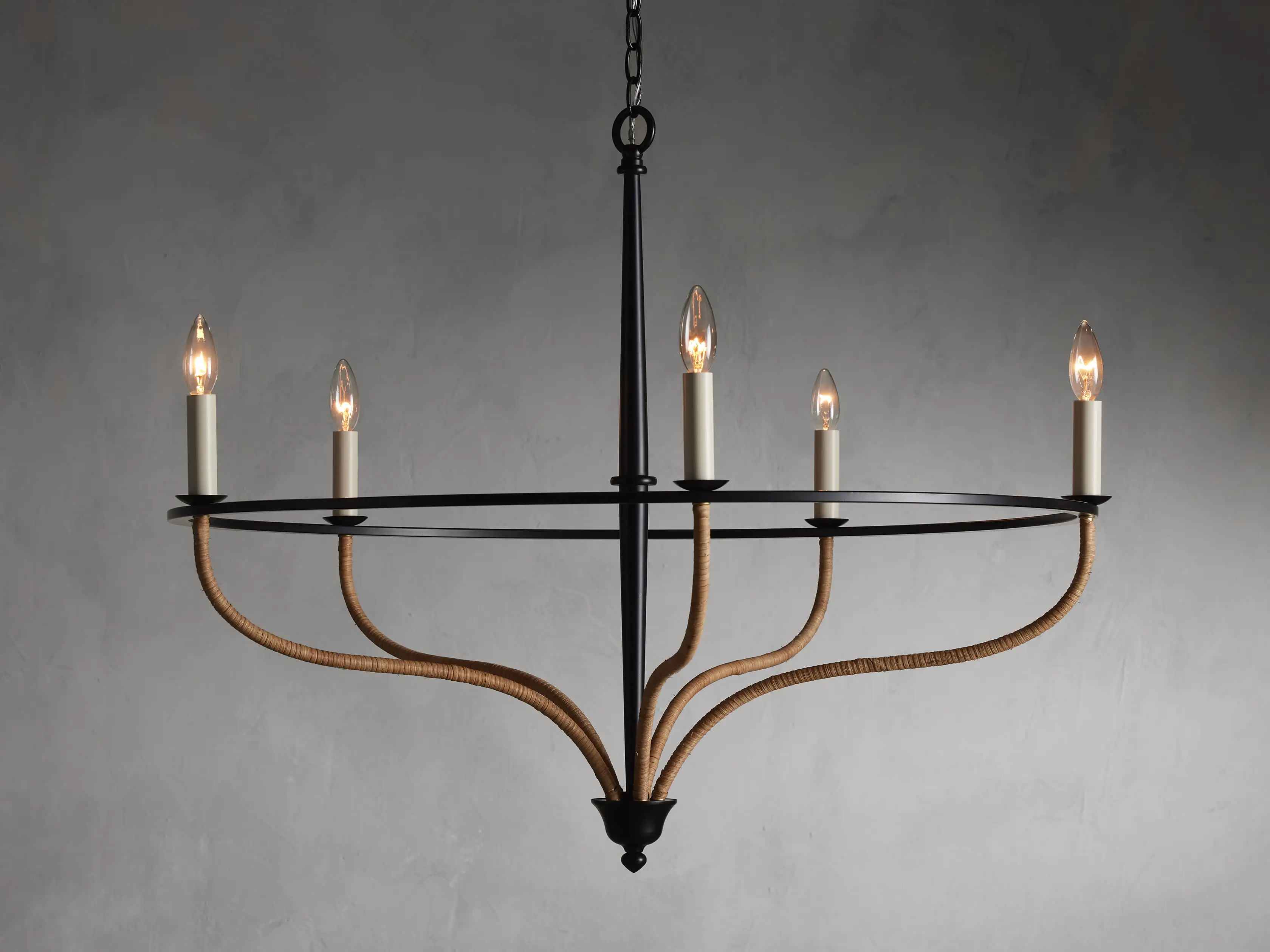 Rosalind Rattan Chandelier in Black thumbnail 3