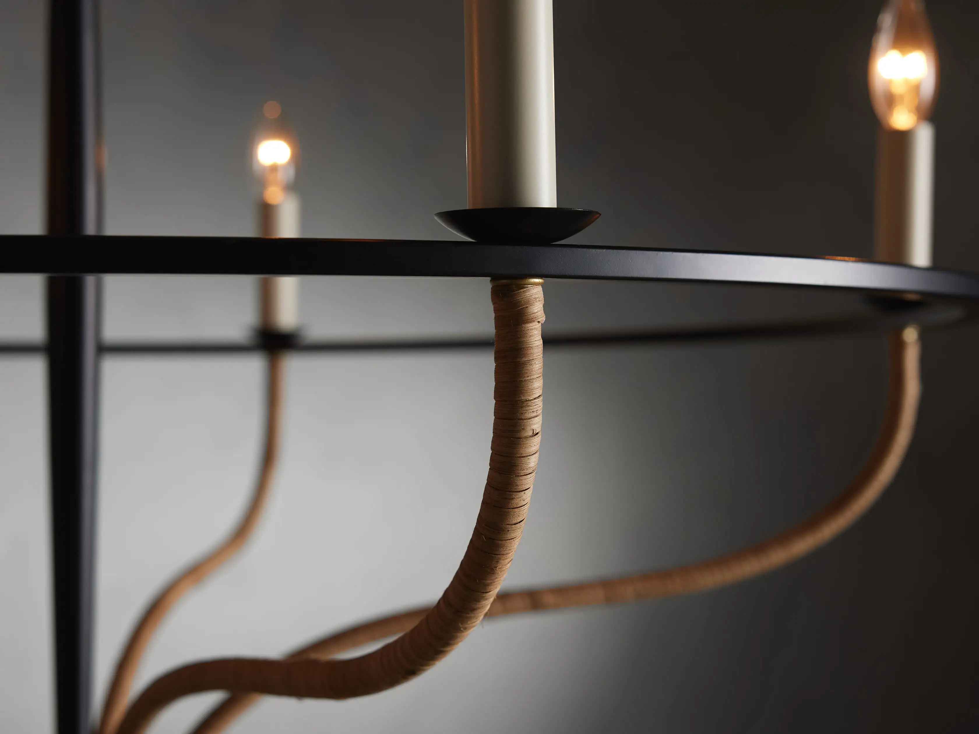Rosalind Rattan Chandelier in Black thumbnail 4
