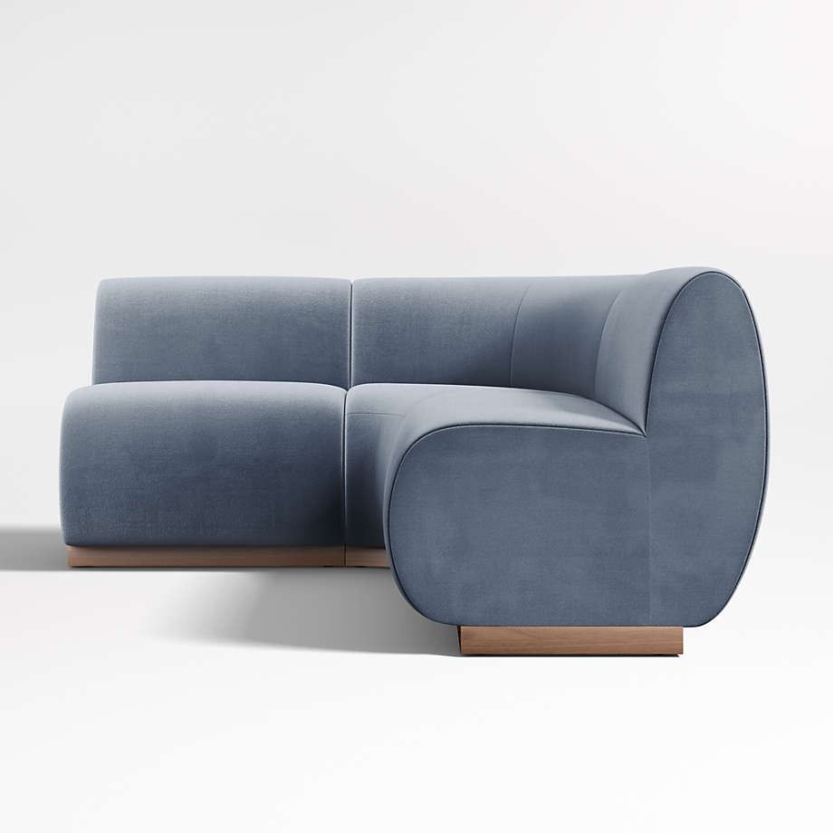 Leandro Slate Grey Single L-Shaped Loveseat Dining Banquette with Rounded Corner thumbnail 2