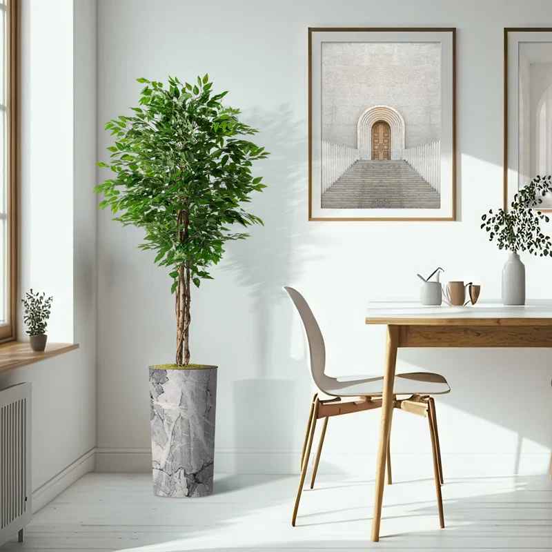 Tall Fake Plants Faux Ficus Tree in Neutral Pattern Planter Artificial Plants thumbnail 2