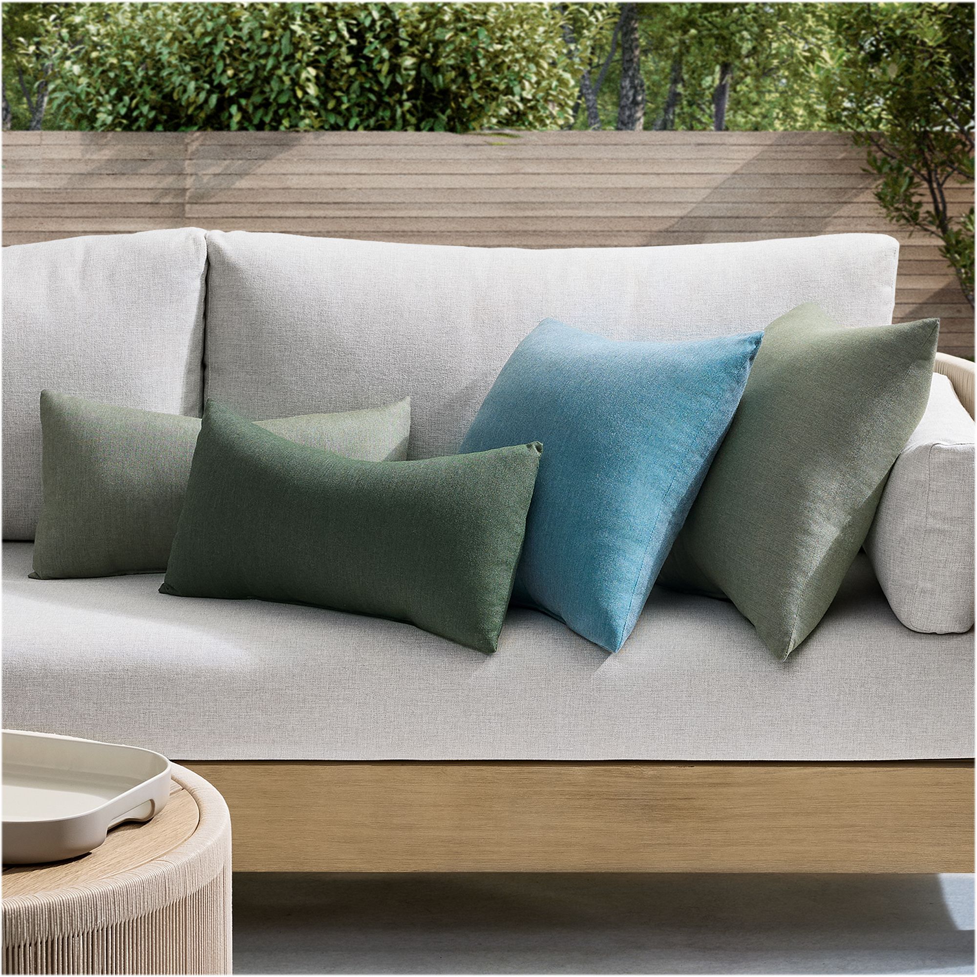 Sunbrella Solid Indoor Outdoor Cast Pillow 24x24 thumbnail 2