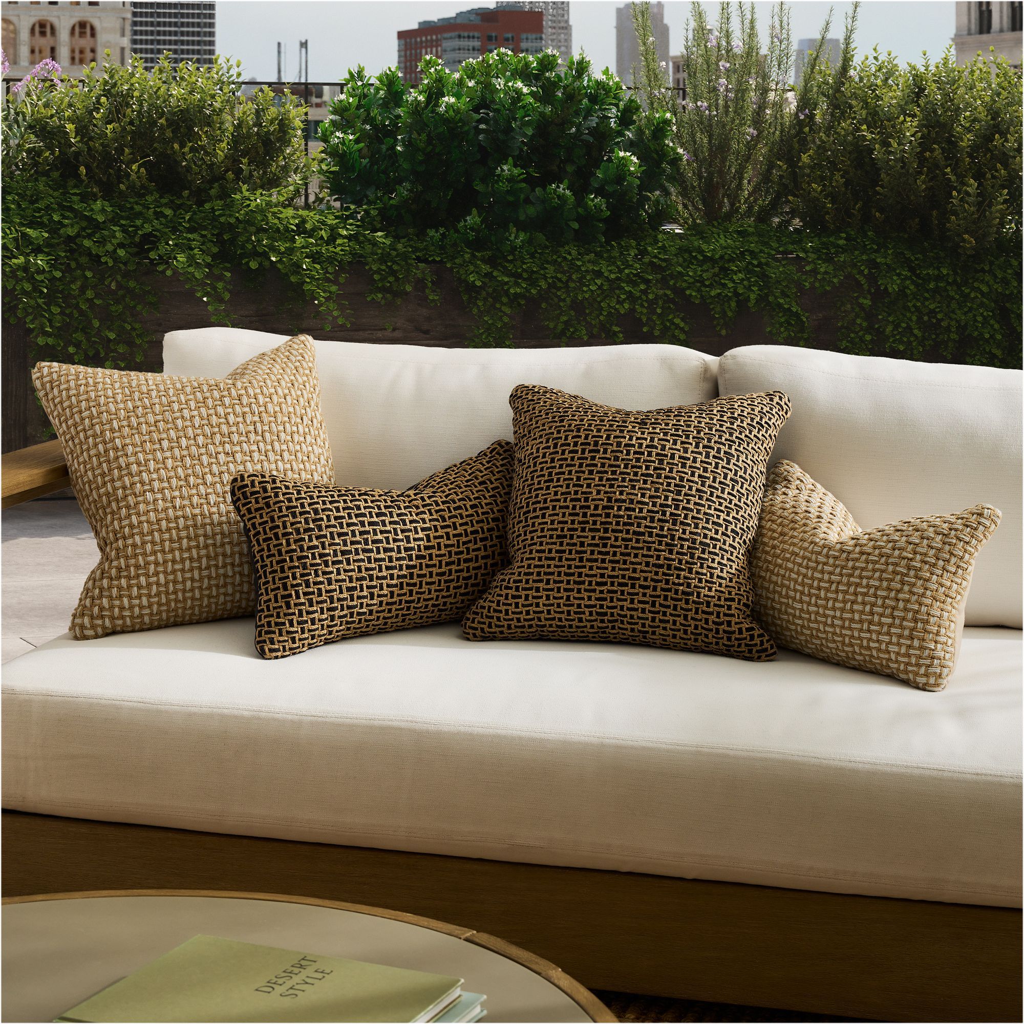 Woven Two Tone Indoor Outdoor Pillow 20x20 thumbnail 2