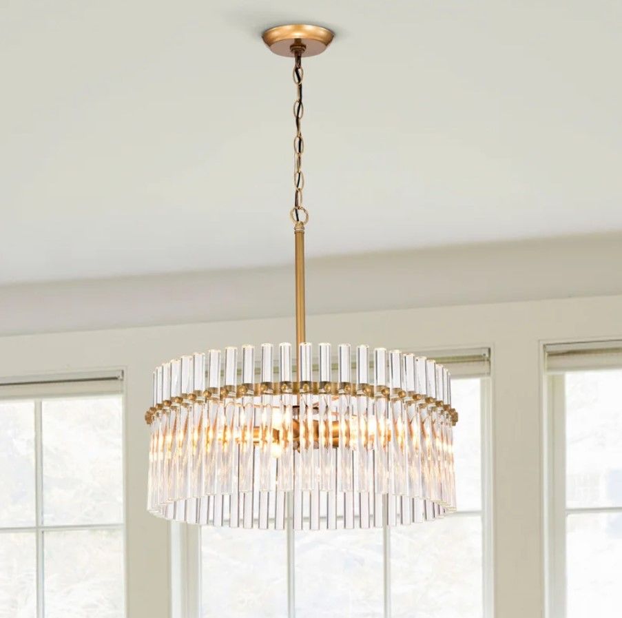 Kaan 5 Light Brushed Brass Candle Style Drum Chandelier thumbnail 2