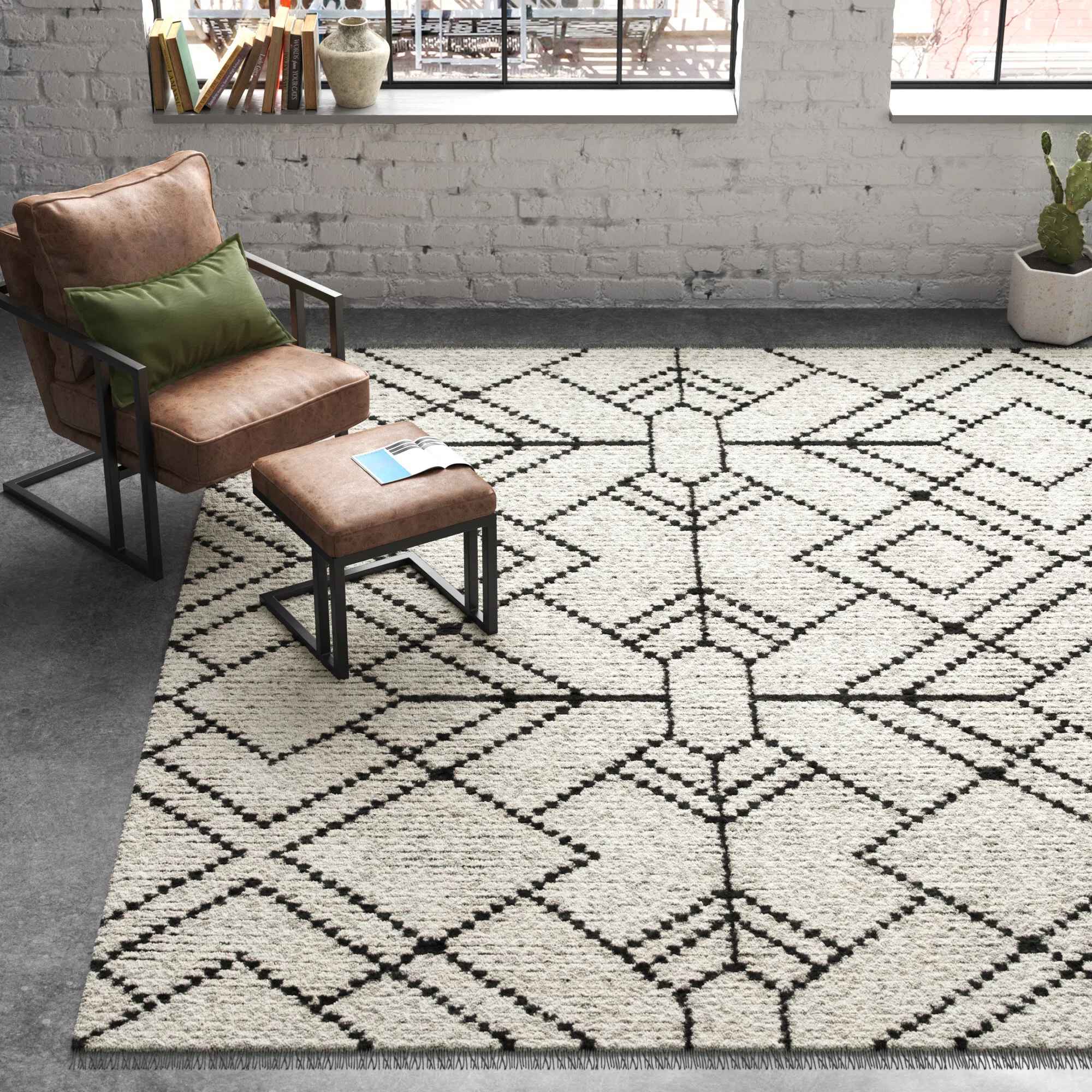 Nola Geometric Runner Shag Rug-7'10"x10'2" thumbnail 2