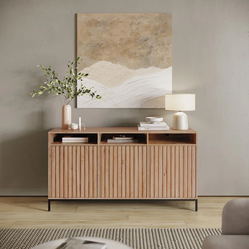 Delarue 60 Modern Console Storage TV Stand Cabinet thumbnail 2