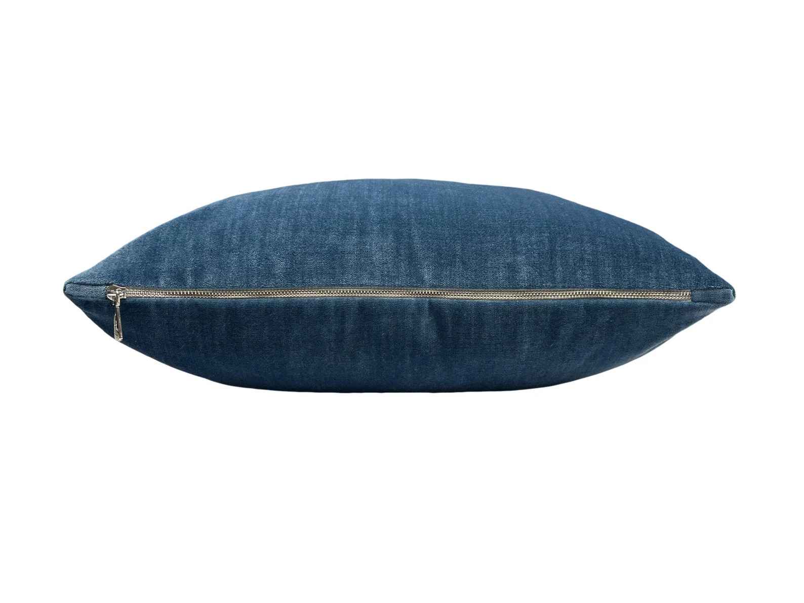 Denim Blue Velvet Pillow Cover-22"x22" thumbnail 2