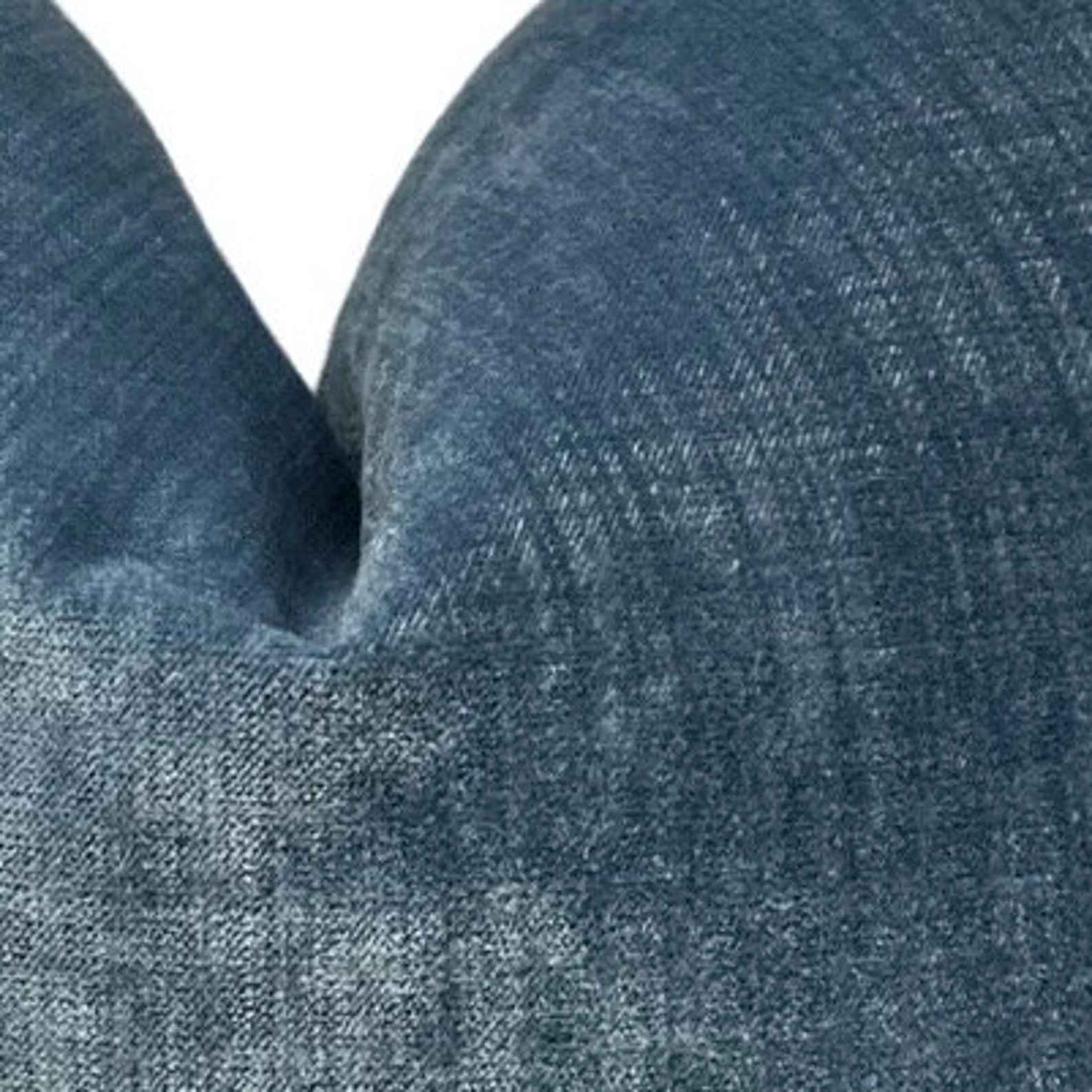 Denim Blue Velvet Pillow Cover-22"x22" thumbnail 3