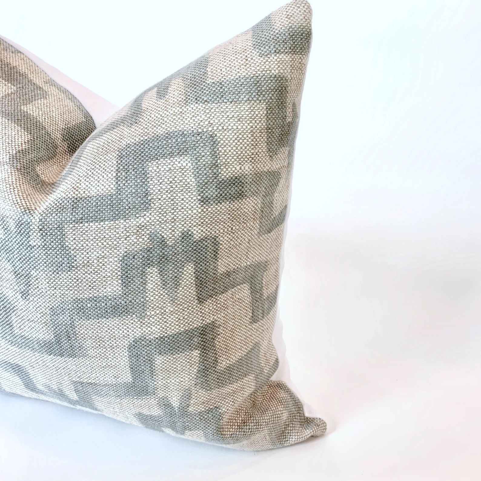 Tulu in Celeste Designer Contemporary Textured Linen Pillow Cover-20"x20" thumbnail 3