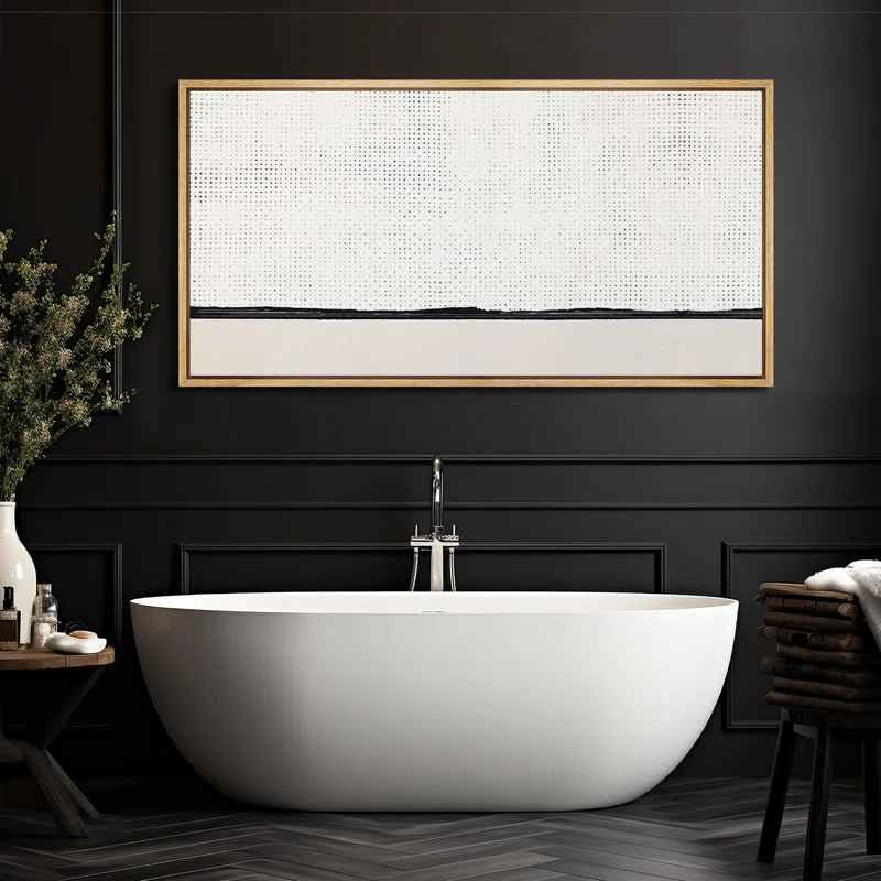 Minimal Landscape Minimalist Dotted Horizon Line In Monochrome Wall Decor-30"x60" thumbnail 2