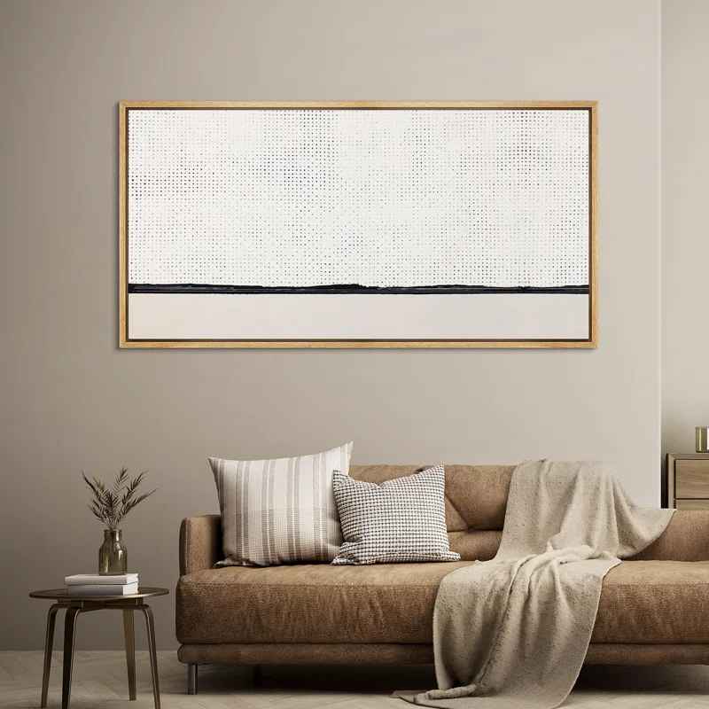 Minimal Landscape Minimalist Dotted Horizon Line In Monochrome Wall Decor-30"x60" thumbnail 3