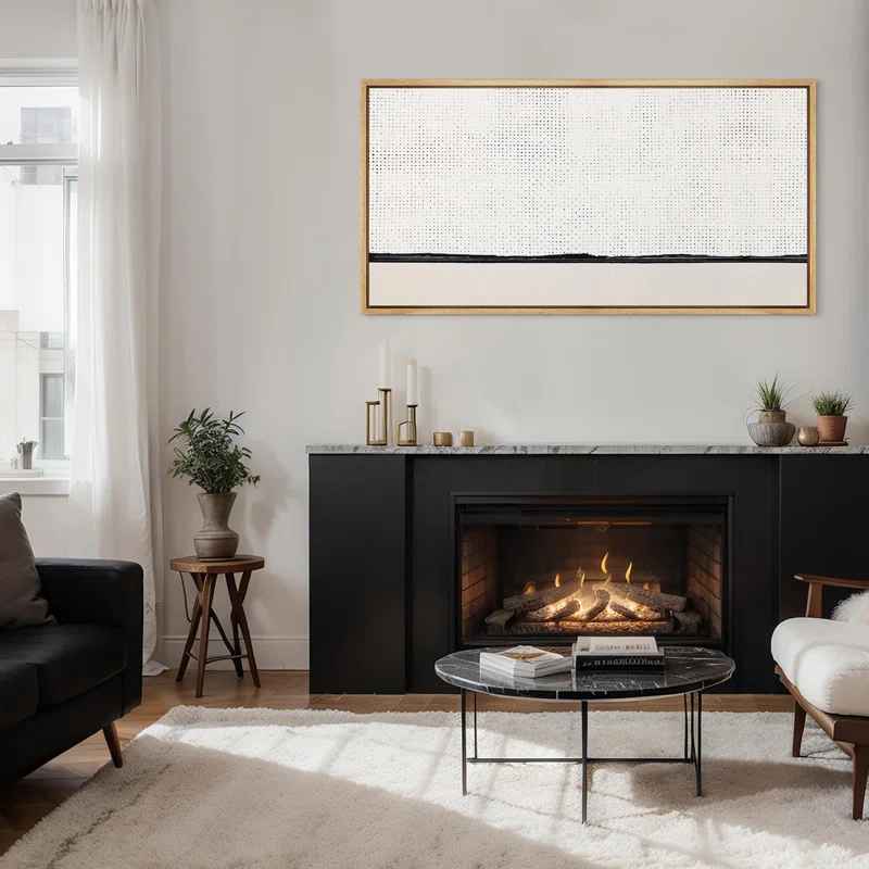 Minimal Landscape Minimalist Dotted Horizon Line In Monochrome Wall Decor-30"x60" thumbnail 5