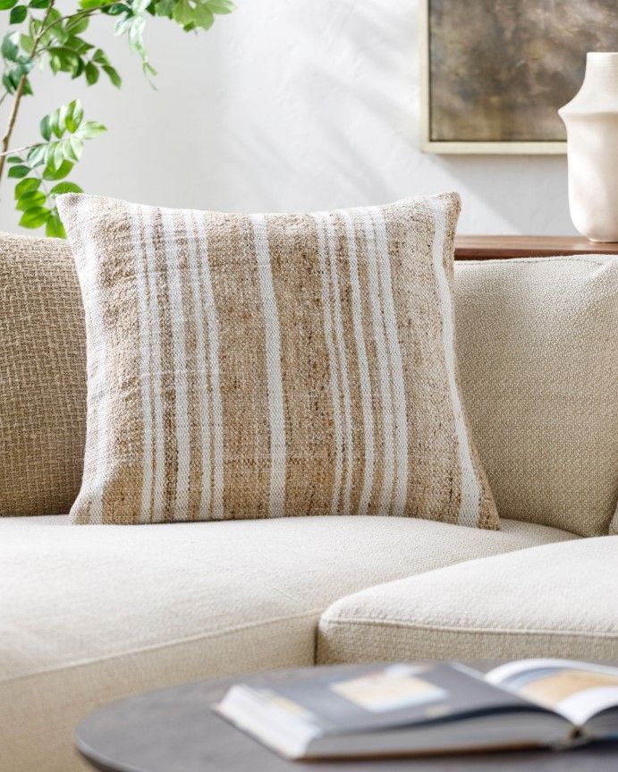 Soft Stripe Pillow Natural - 20 x 20 thumbnail 2
