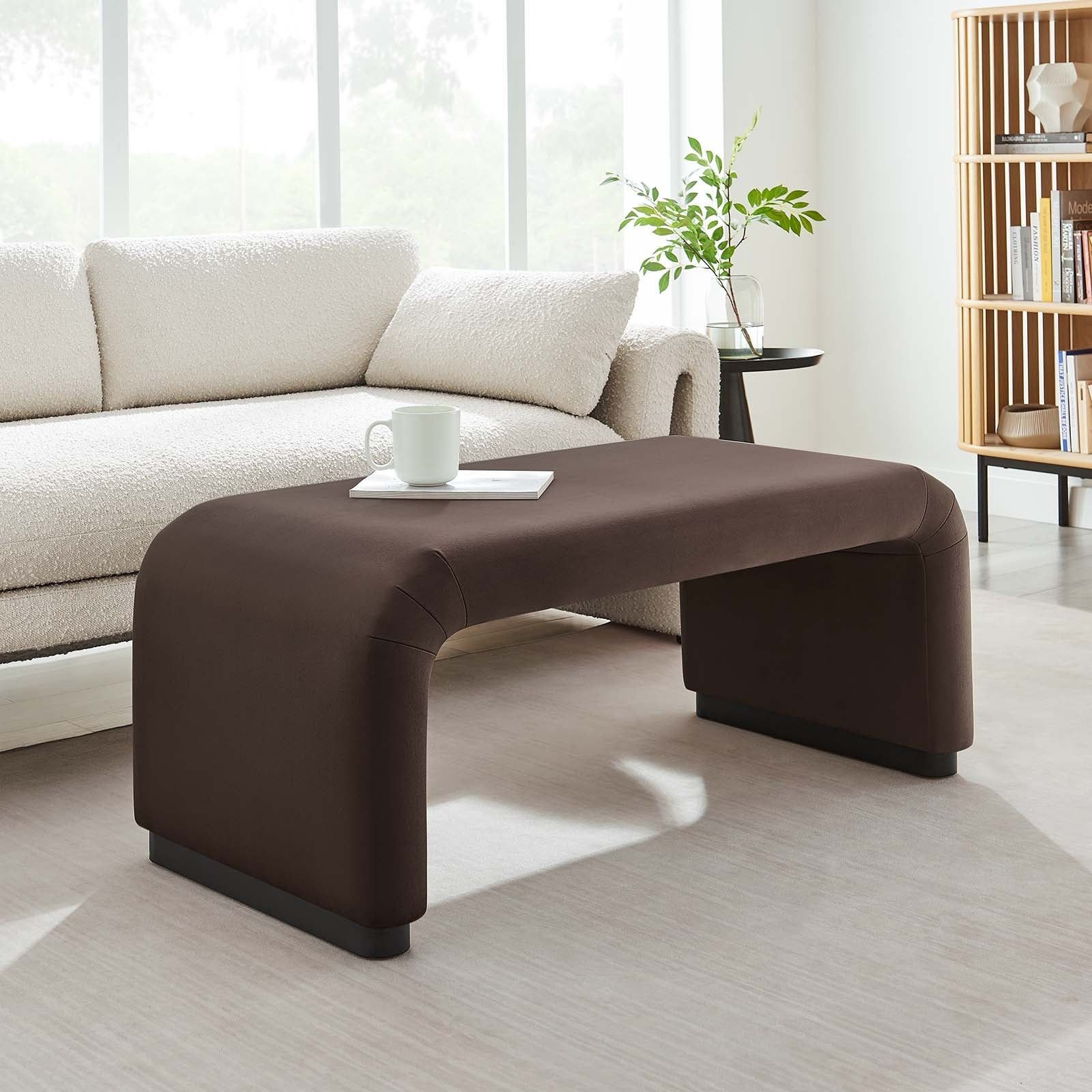 Dell Performance Velvet Waterfall Ottoman - Black Chocolate Brown thumbnail 2