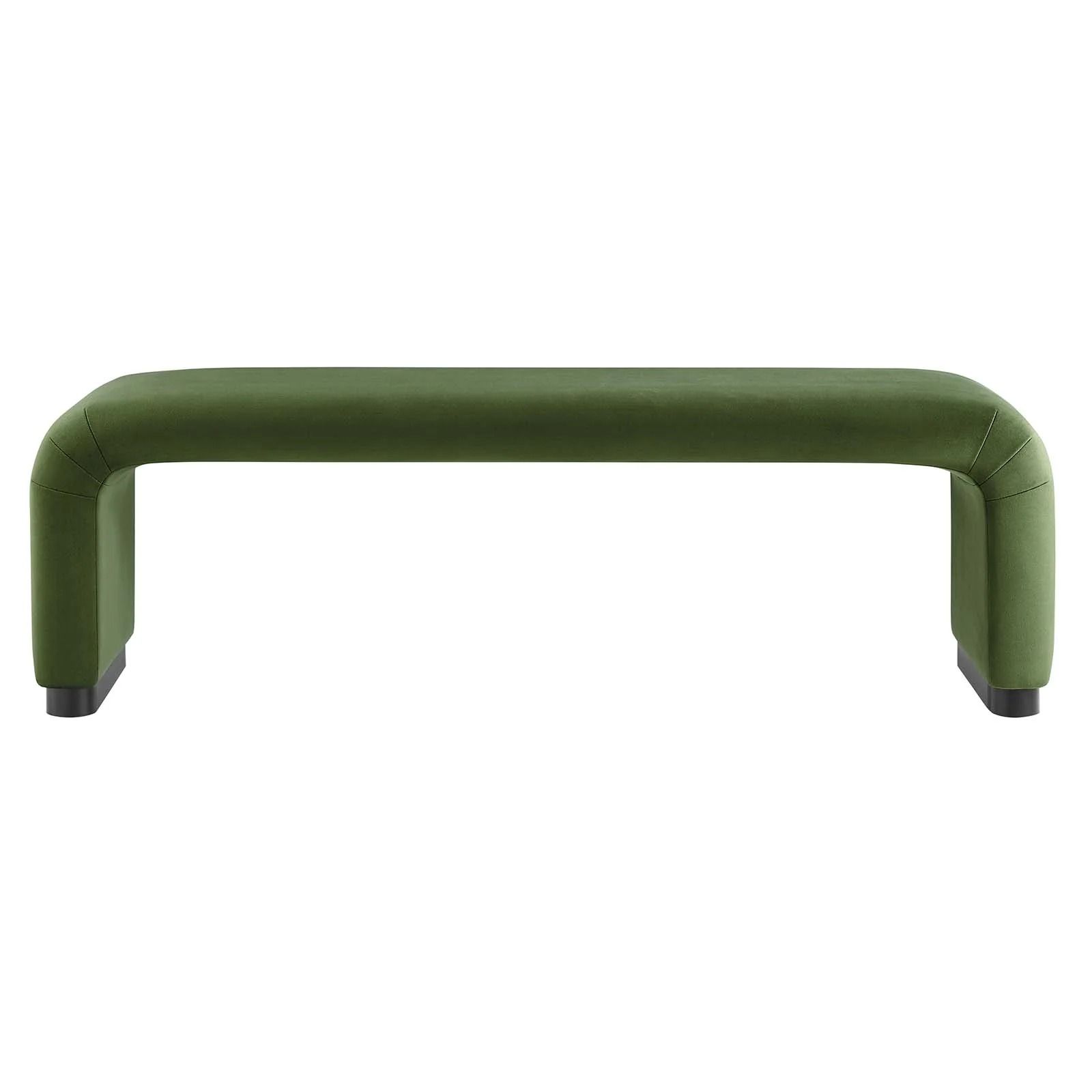 Koda Performance Velvet Waterfall Long Bench - Black Moss Green thumbnail 4