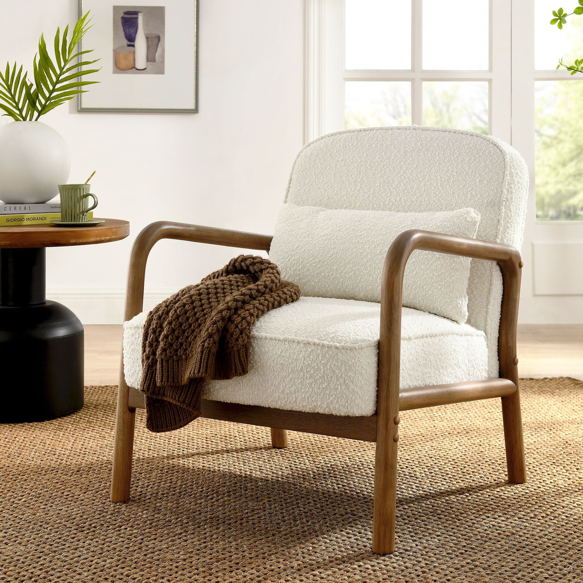 Harlin Boucle Upholstered Armchair - Ivory thumbnail 2