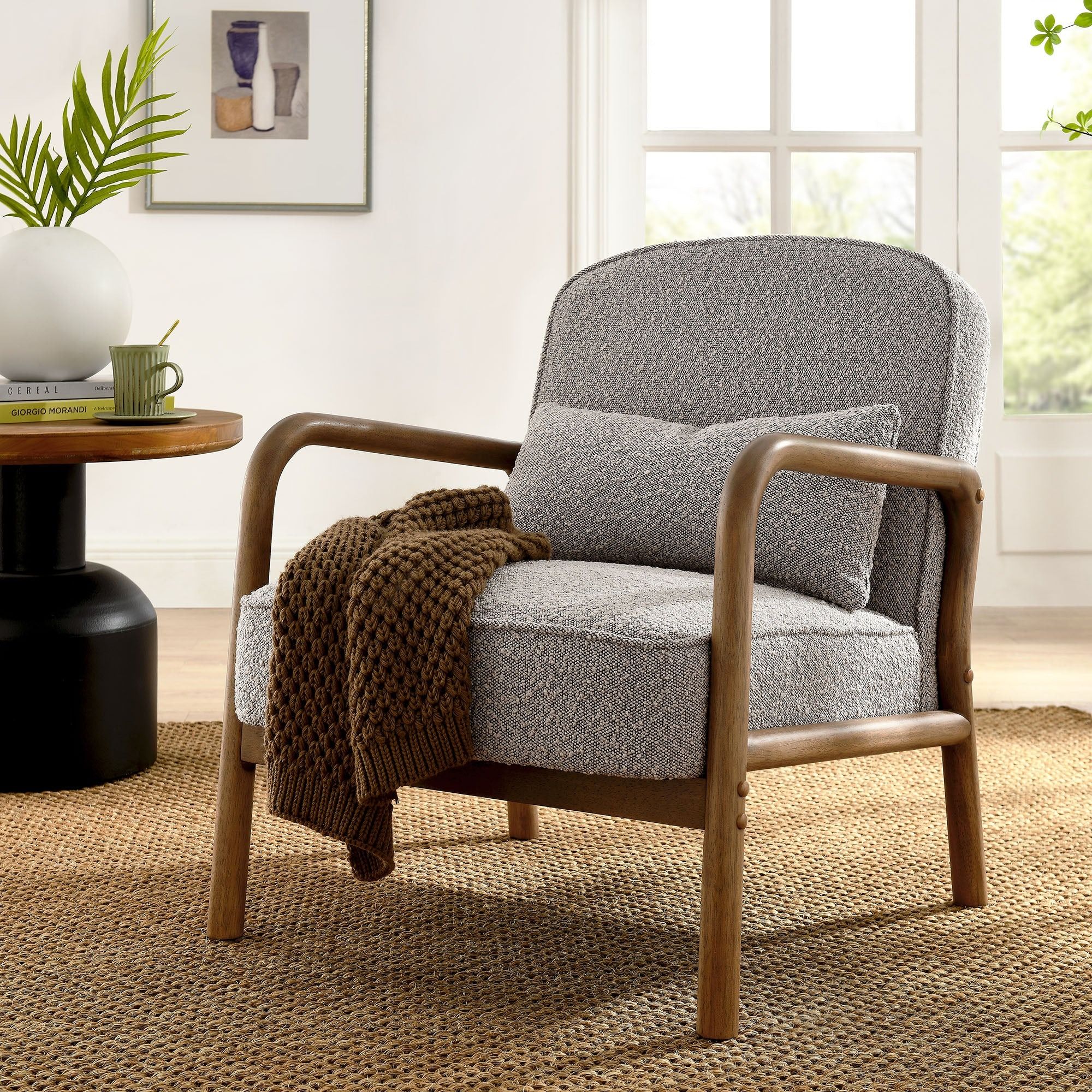Harlin Boucle Upholstered Armchair - Taupe thumbnail 2