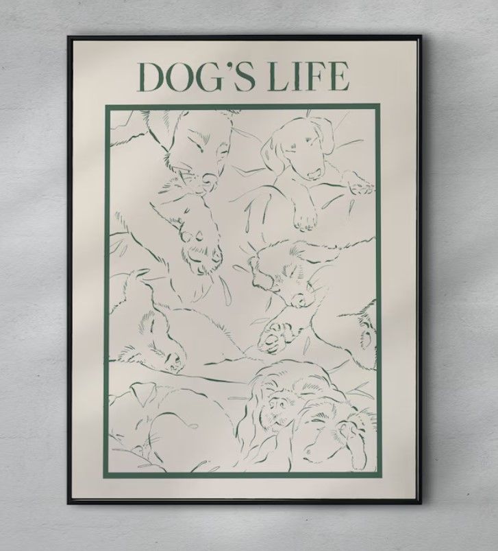 Art print Sage Green Snoozing Dogs Print thumbnail 2