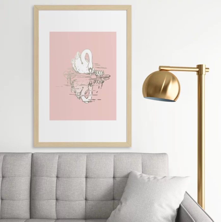 Beautiful Swan Reflection Shell Pink Art Print thumbnail 2