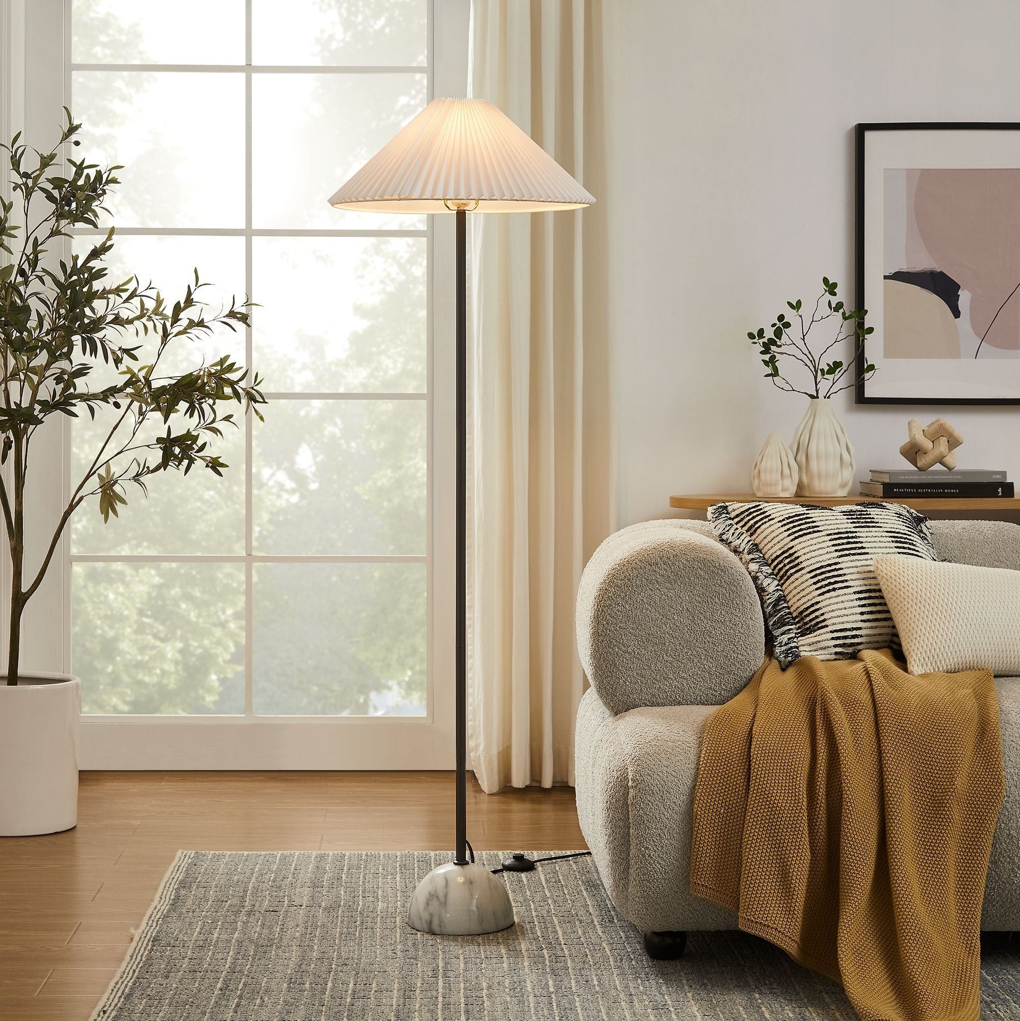 Lilia Marble Dome Floor Lamp - Black thumbnail 2
