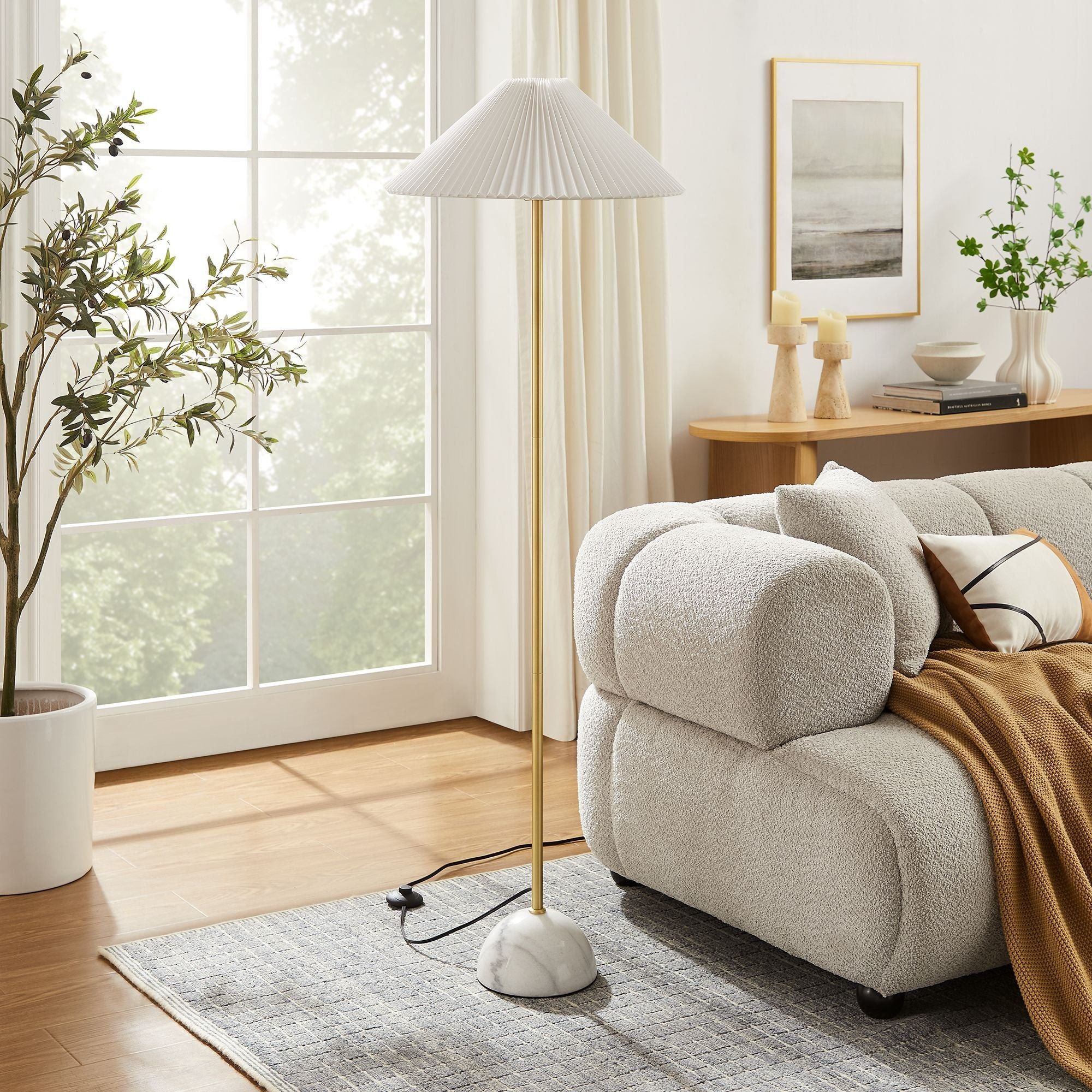 Lilia Marble Dome Floor Lamp - Brass thumbnail 2