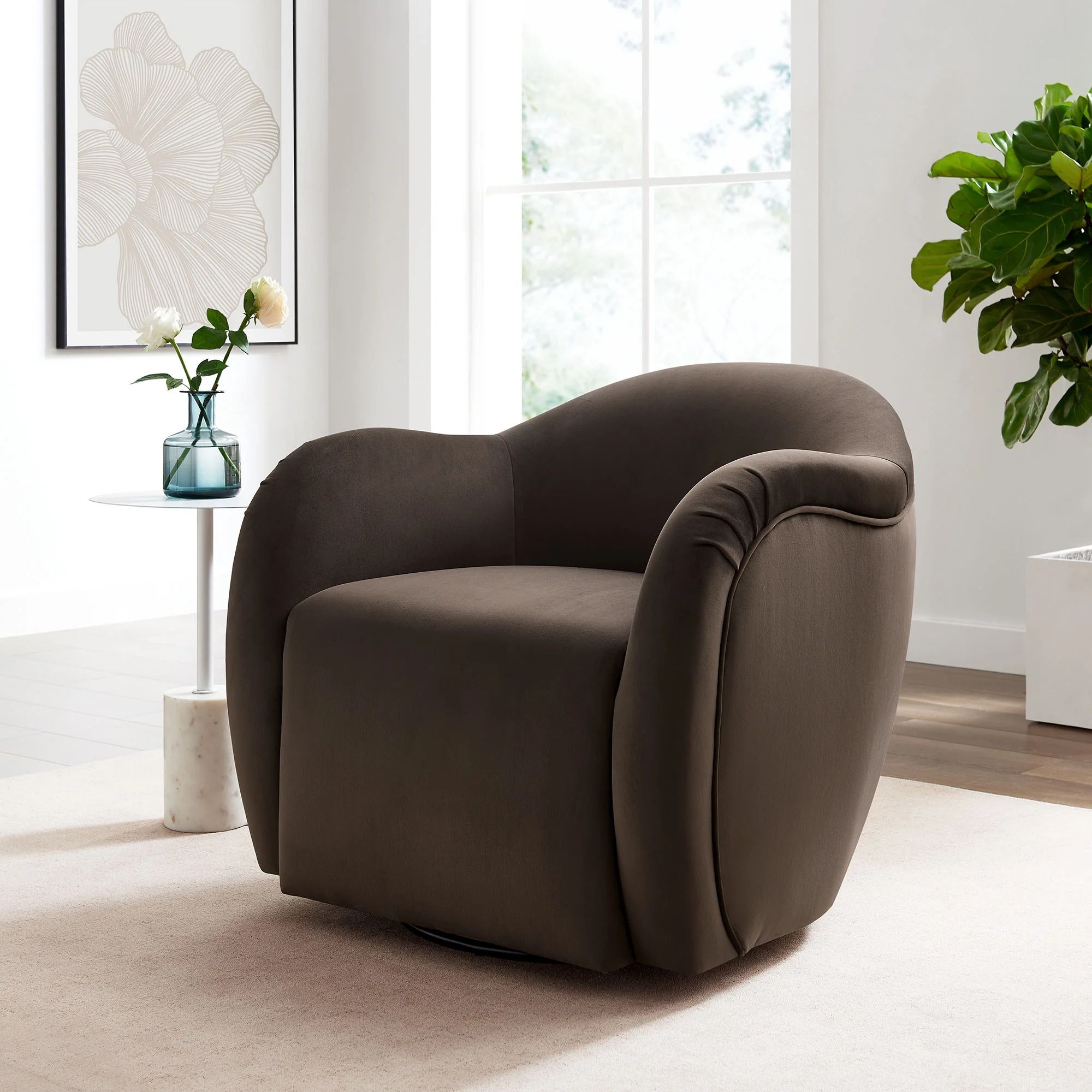 Kea Brown Swivel Armchair thumbnail 2