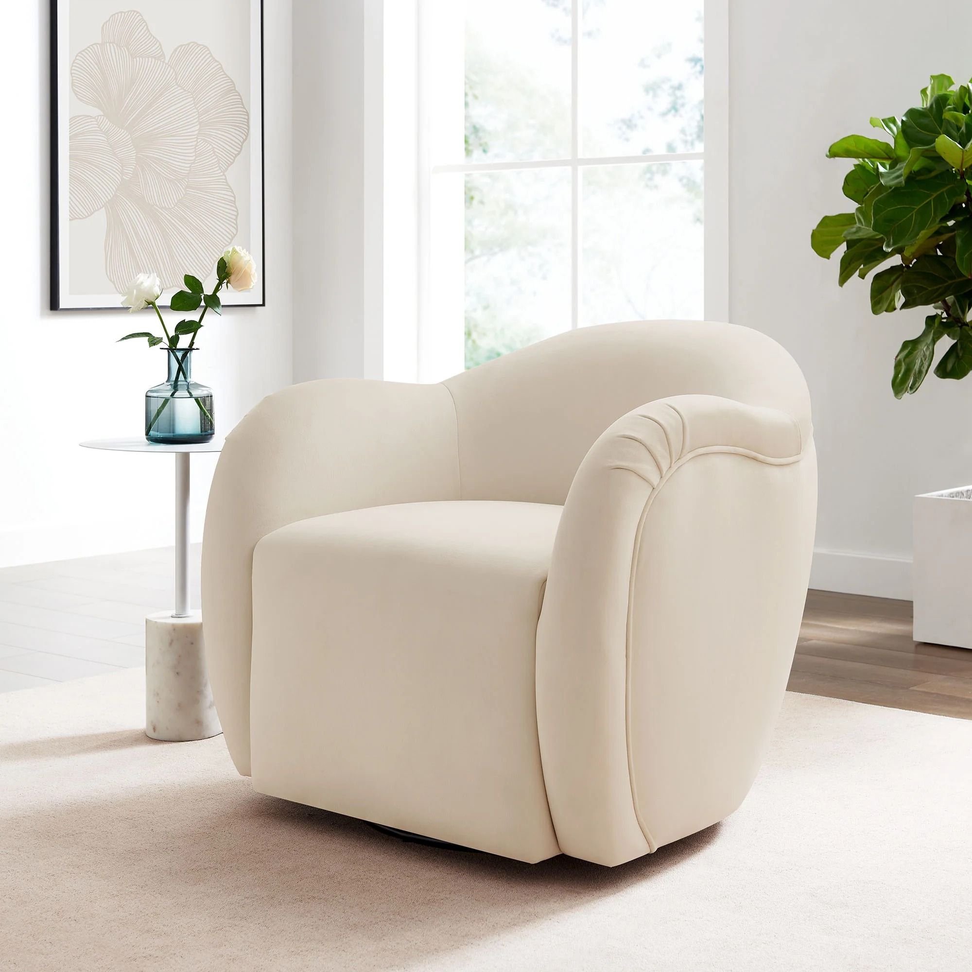 Kea Cream Swivel Armchair thumbnail 2