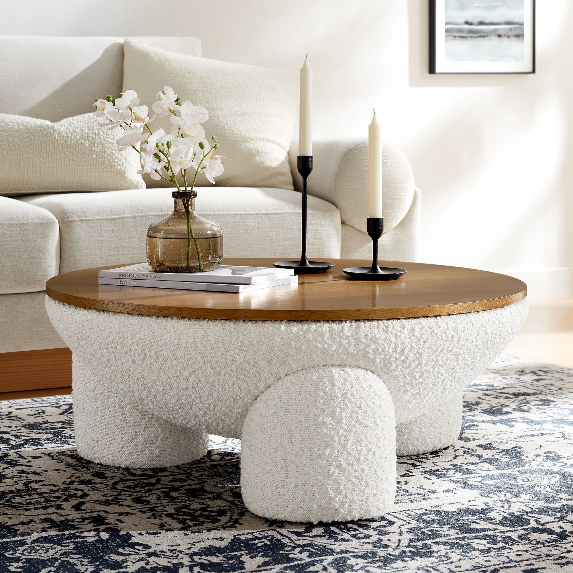 Trix Round Boucle Storage Coffee Table thumbnail 2