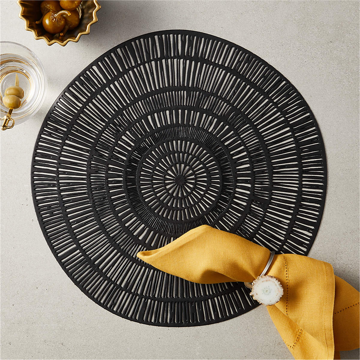 Doodle Black Round Plastic Placemat thumbnail 2