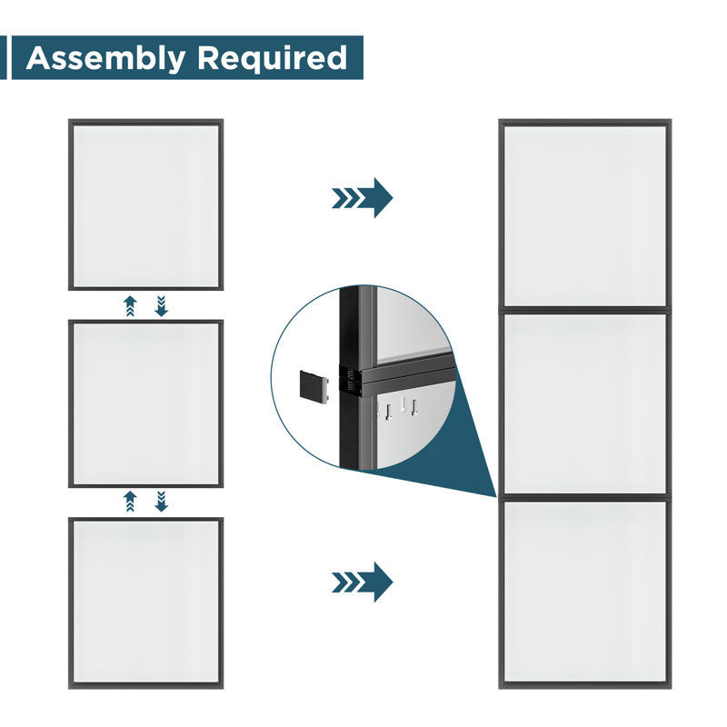 Metal and Glass Sliding Barn Door with Installation Hardware Kit thumbnail 4