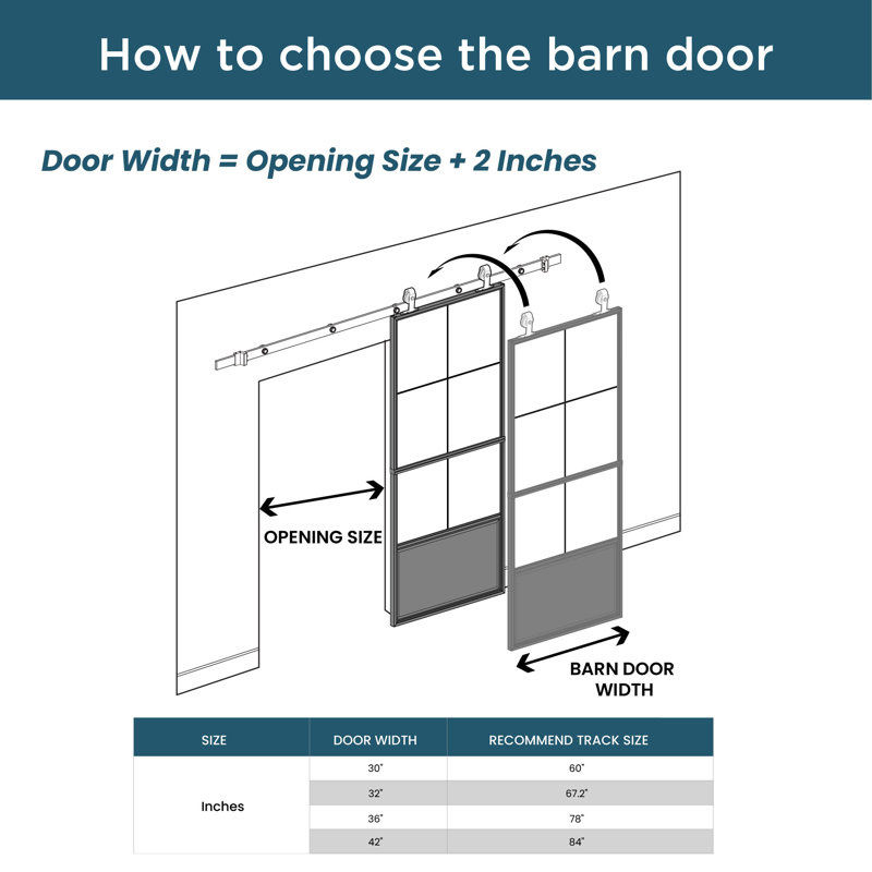 Metal and Glass Sliding Barn Door with Installation Hardware Kit thumbnail 8