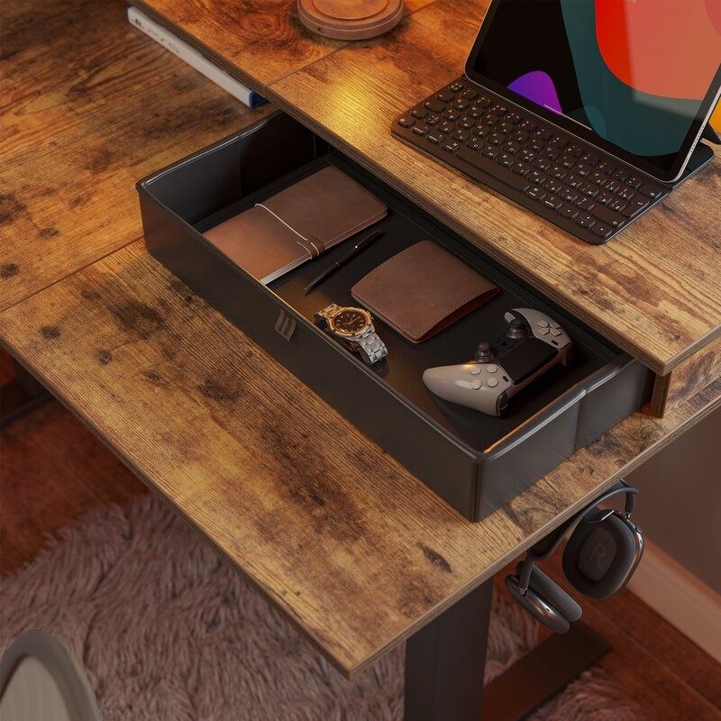 Ilean Adjustable L-Shaped Metal Base Standing Desk thumbnail 2