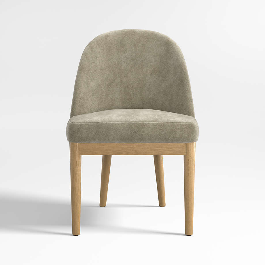 Ana Olive Green Velvet Dining Chair with Natural Legs thumbnail 2