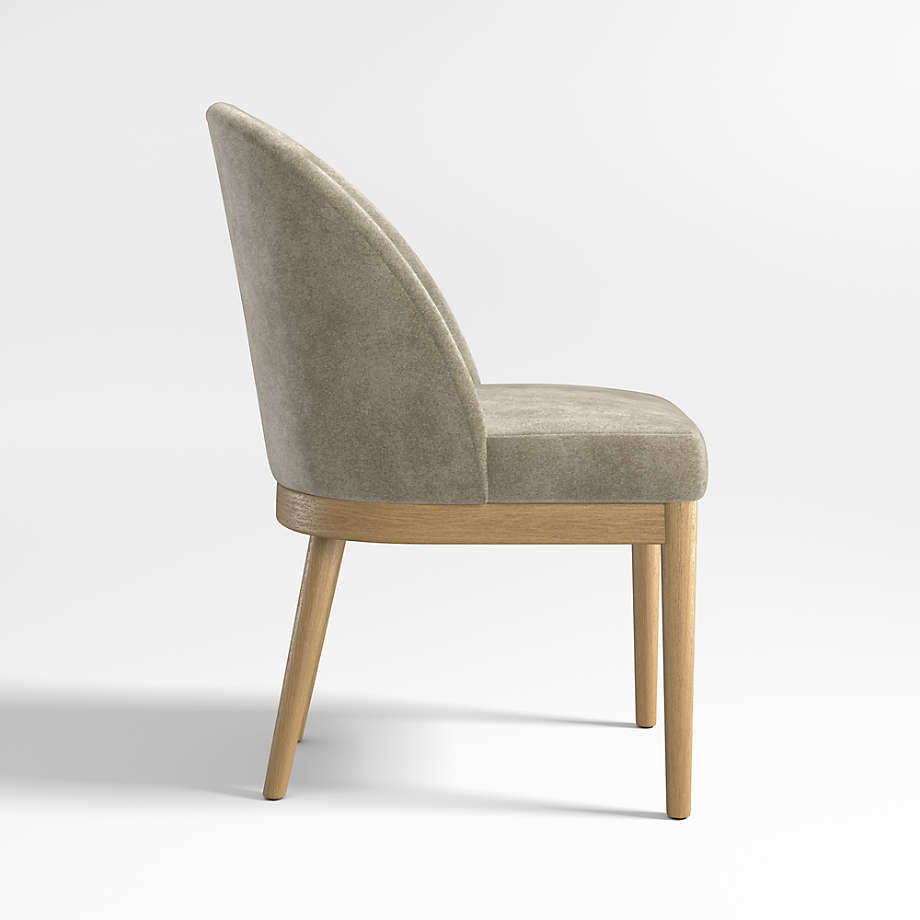 Ana Olive Green Velvet Dining Chair with Natural Legs thumbnail 5