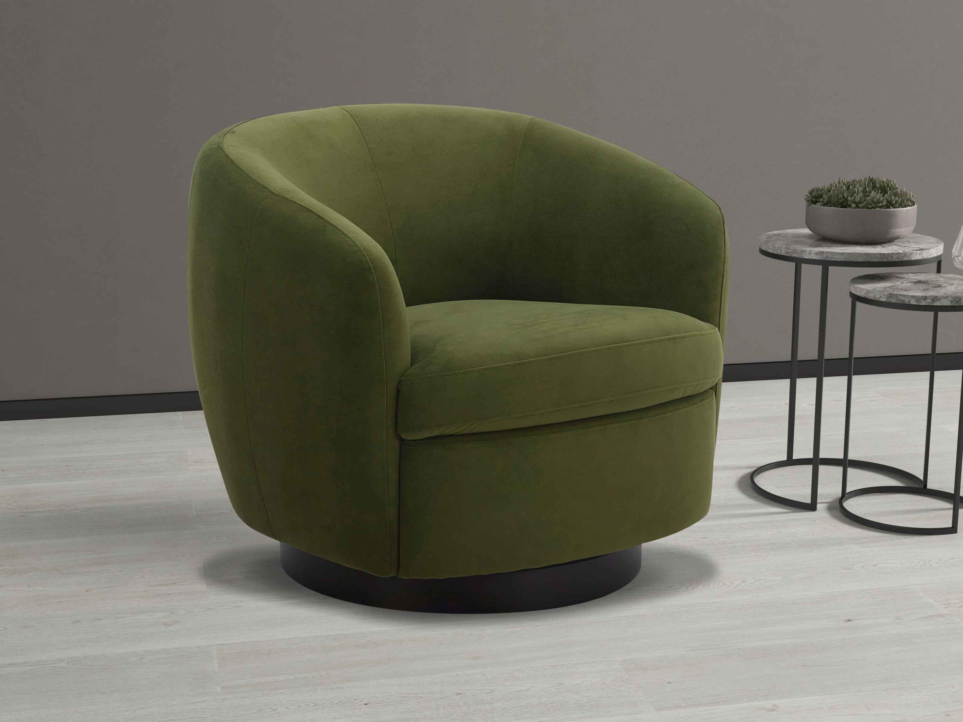 Marcy Upholstered Swivel Barrel Chair thumbnail 2