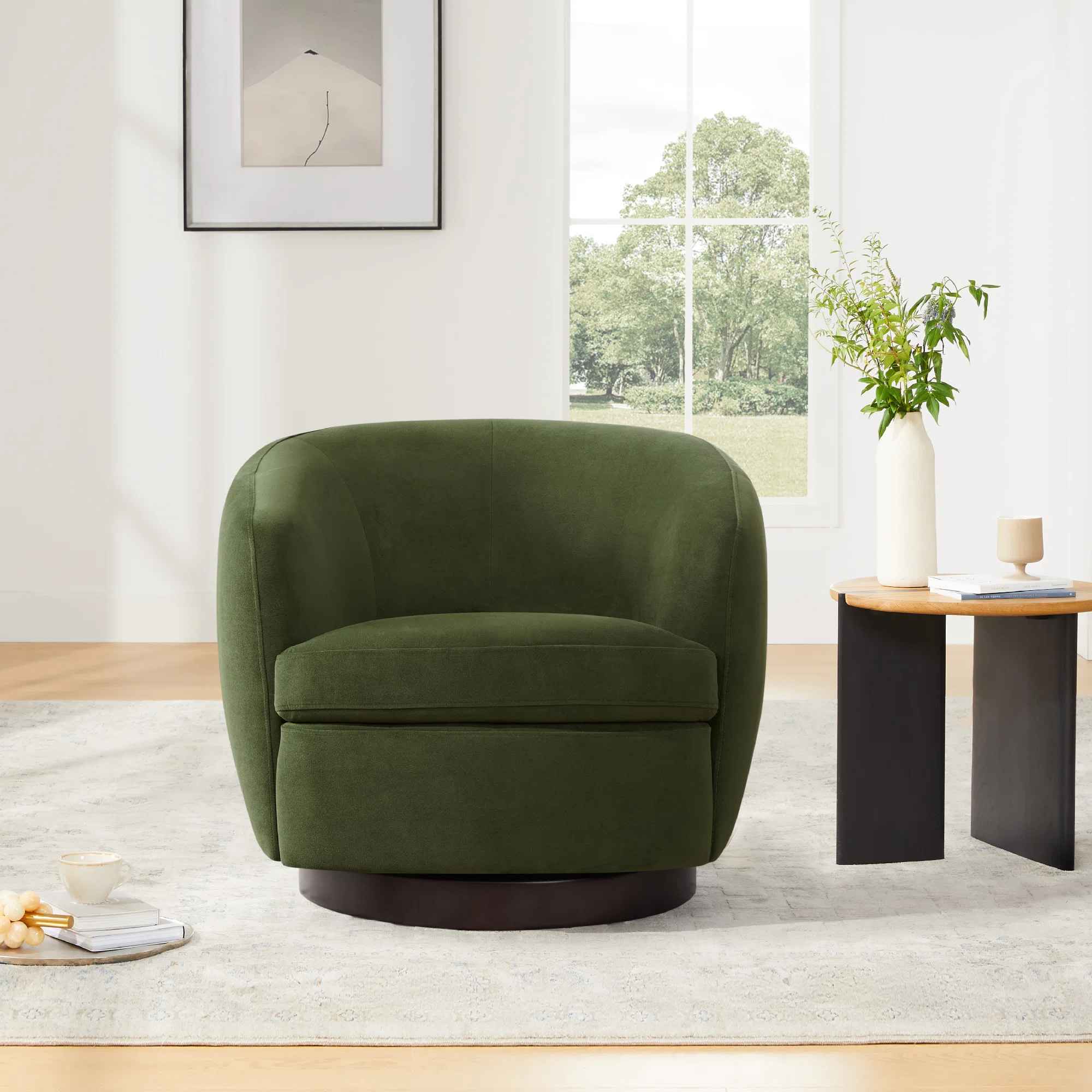 Marcy Upholstered Swivel Barrel Chair thumbnail 6