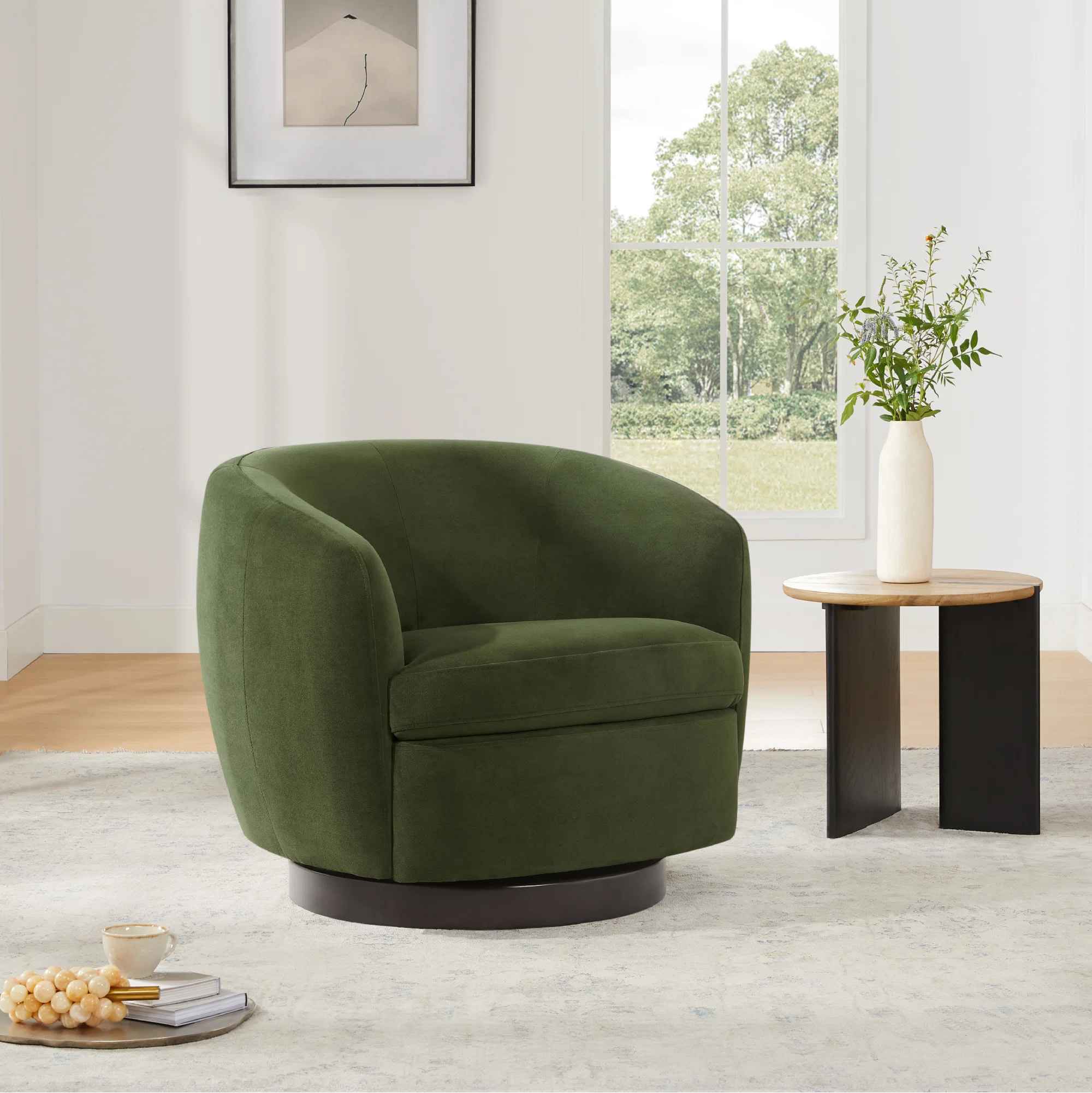 Marcy Upholstered Swivel Barrel Chair thumbnail 7