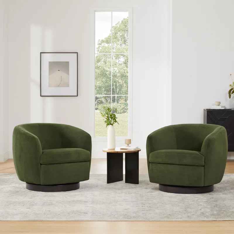 Marcy Upholstered Swivel Barrel Chair thumbnail 8