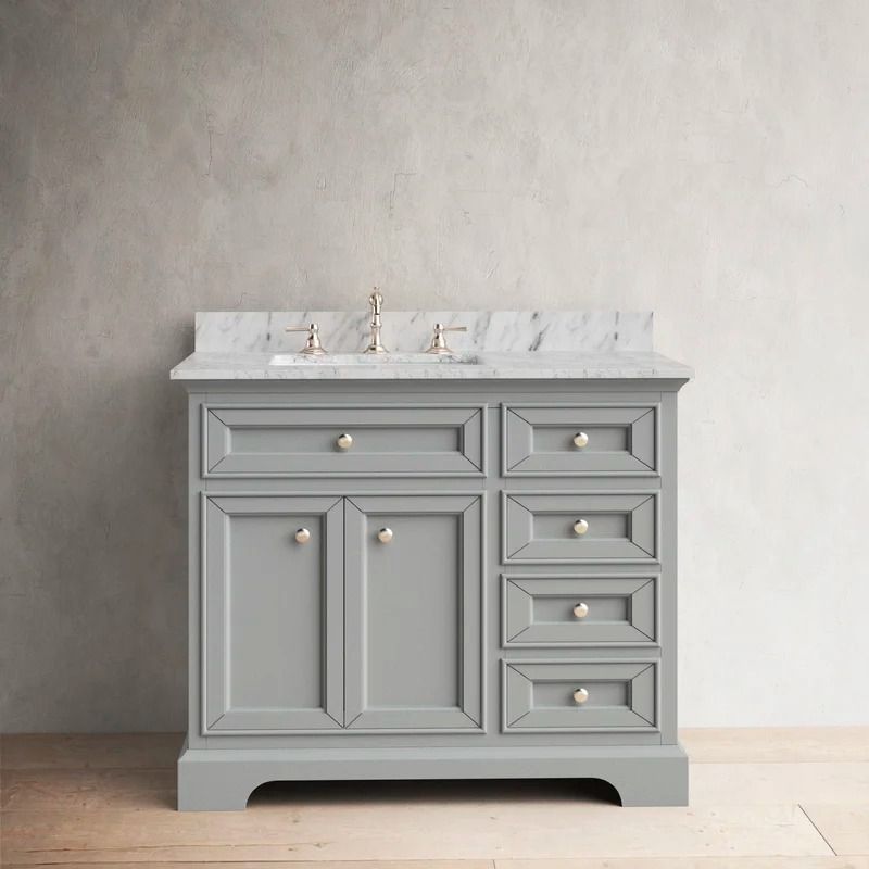 Amiri Single Bathroom Vanity with Marble Top thumbnail 3