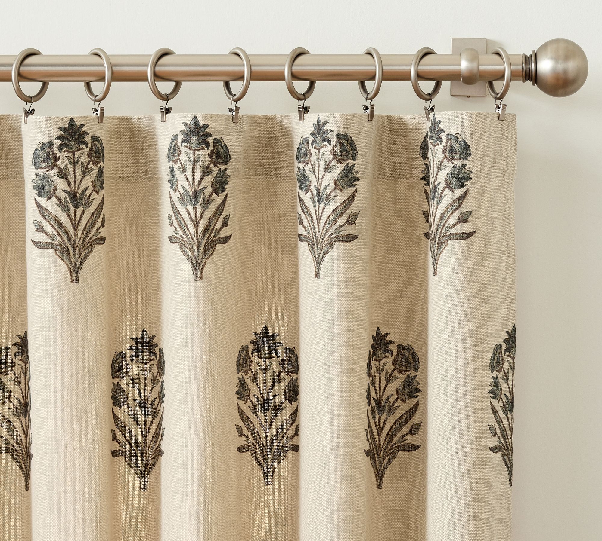 Elinor Floral Mughal Linen Cotton Curtain-108" thumbnail 4