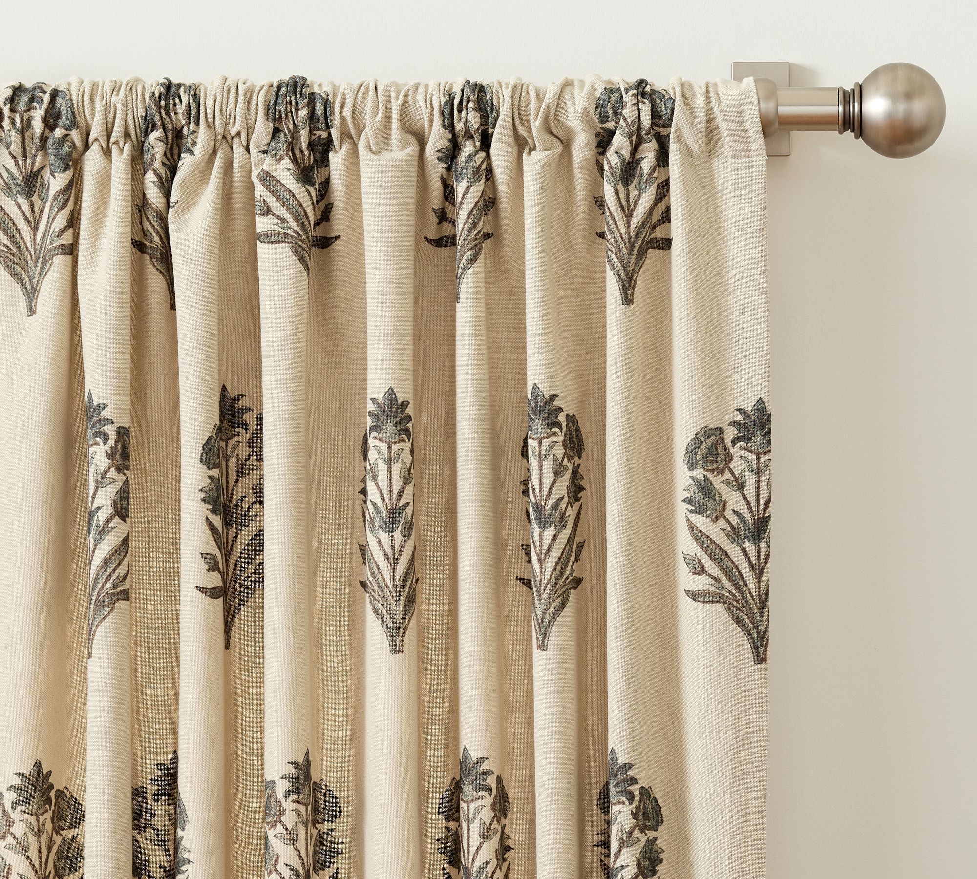Elinor Floral Mughal Linen Cotton Curtain-108" thumbnail 5